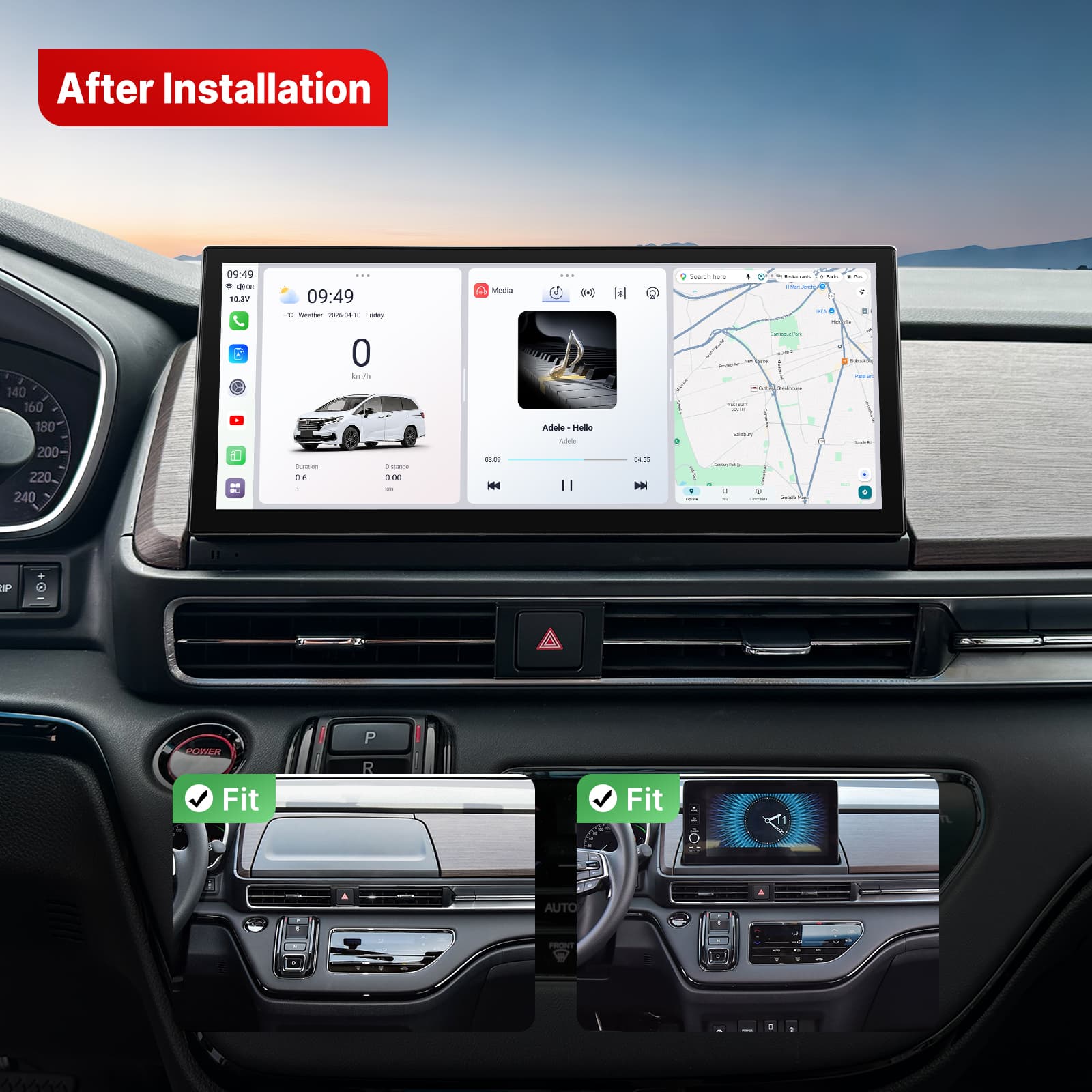 Youducar 12.3-Inch Android Head Unit for Honda Odyssey 2022-2026 | Large Touchscreen with Wireless CarPlay & Android Auto