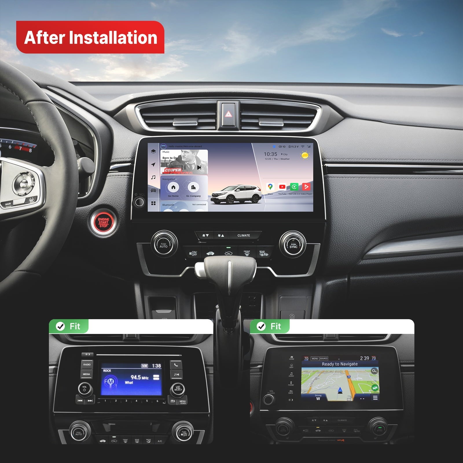 Youducar 10.33-Inch Android Head Unit for Honda CR-V 2017-2022 | Large Touchscreen with Wireless CarPlay & Android Auto Honda