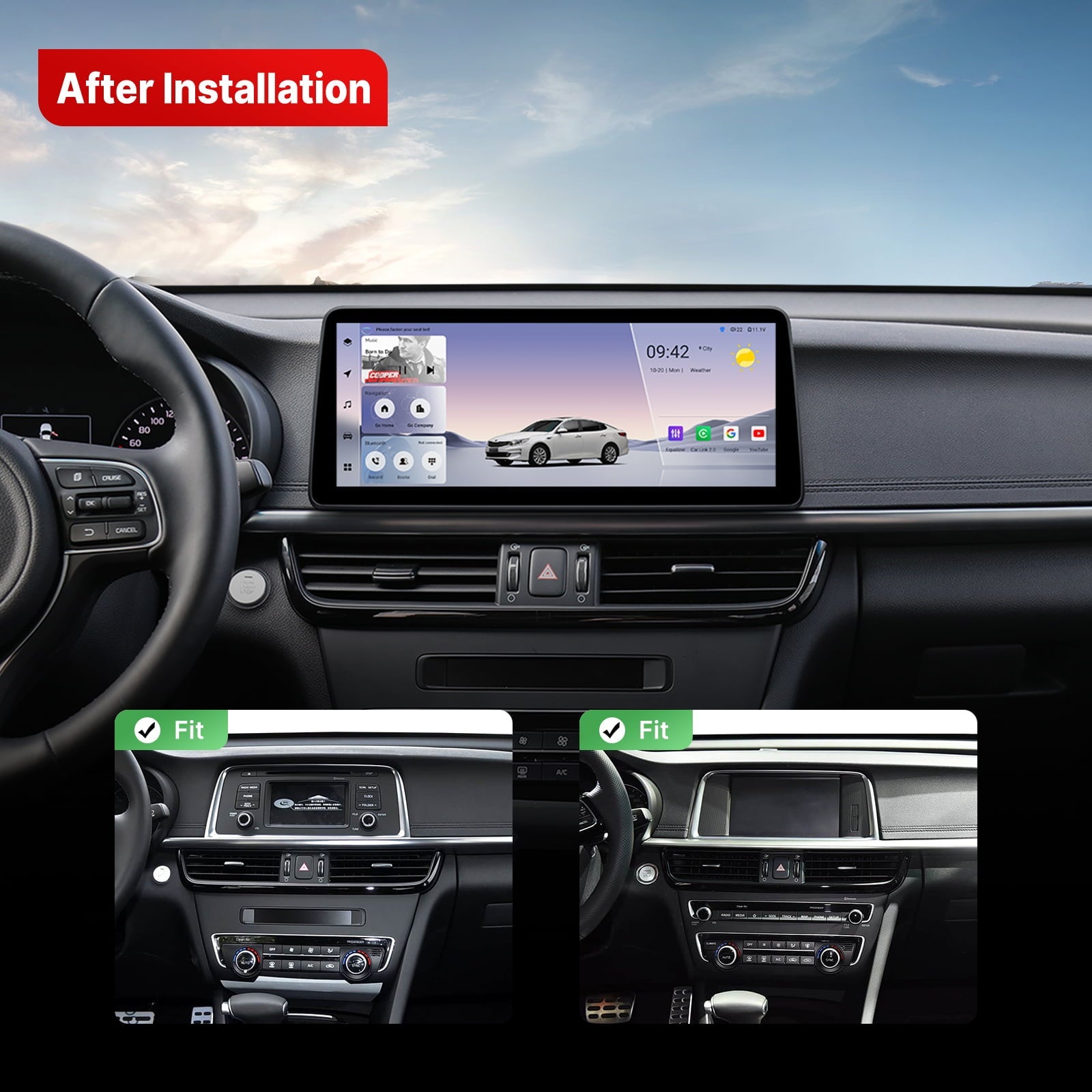 Youducar 12.3-Inch Android Head Unit for Kia K5 (Optima) 2016-2019 | Large Touchscreen with Wireless CarPlay & Android Auto Kia