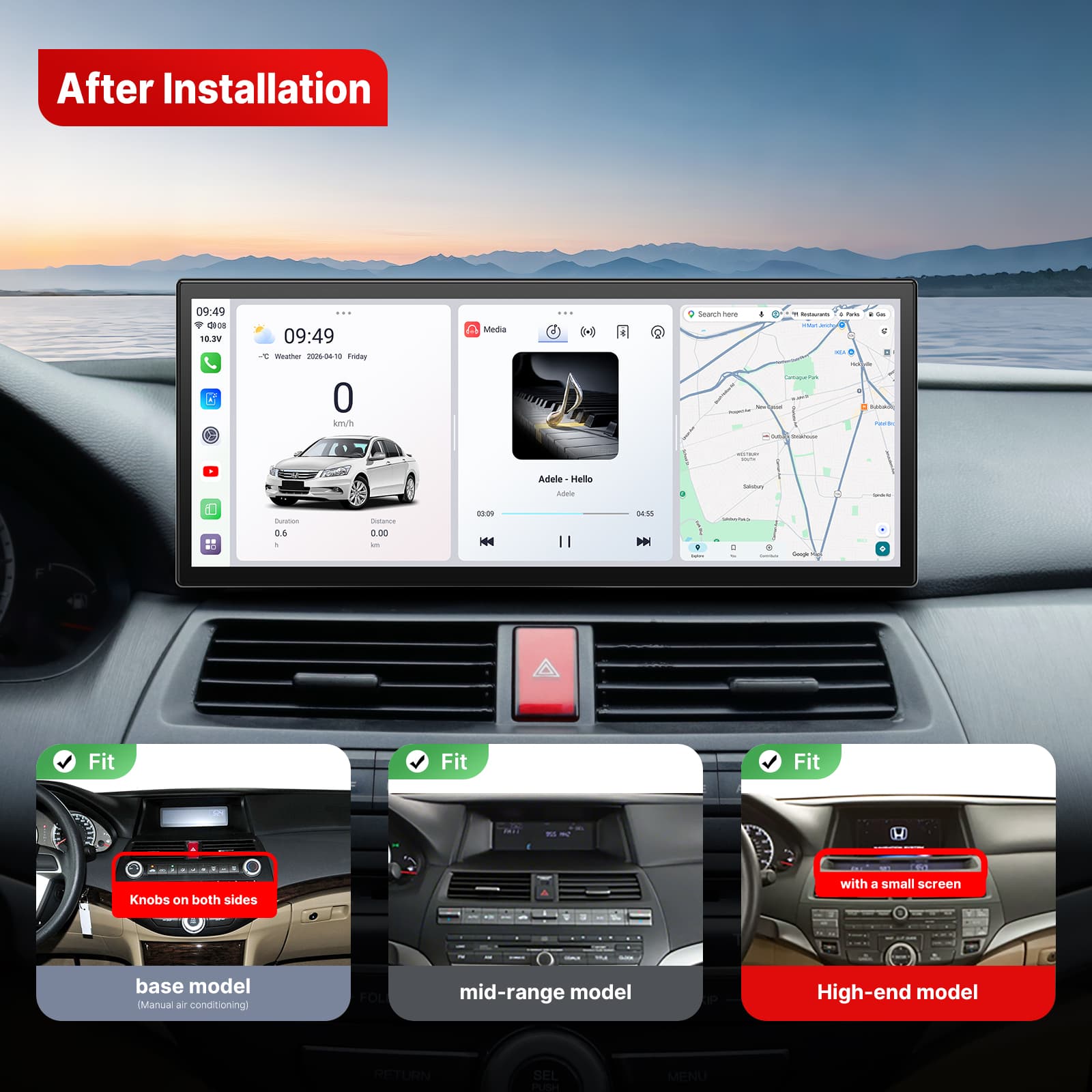 Youducar for 8th Gen Honda Accord 2008-2013 | 12.3-inch OEM Android Head Unit with Wireless CarPlay