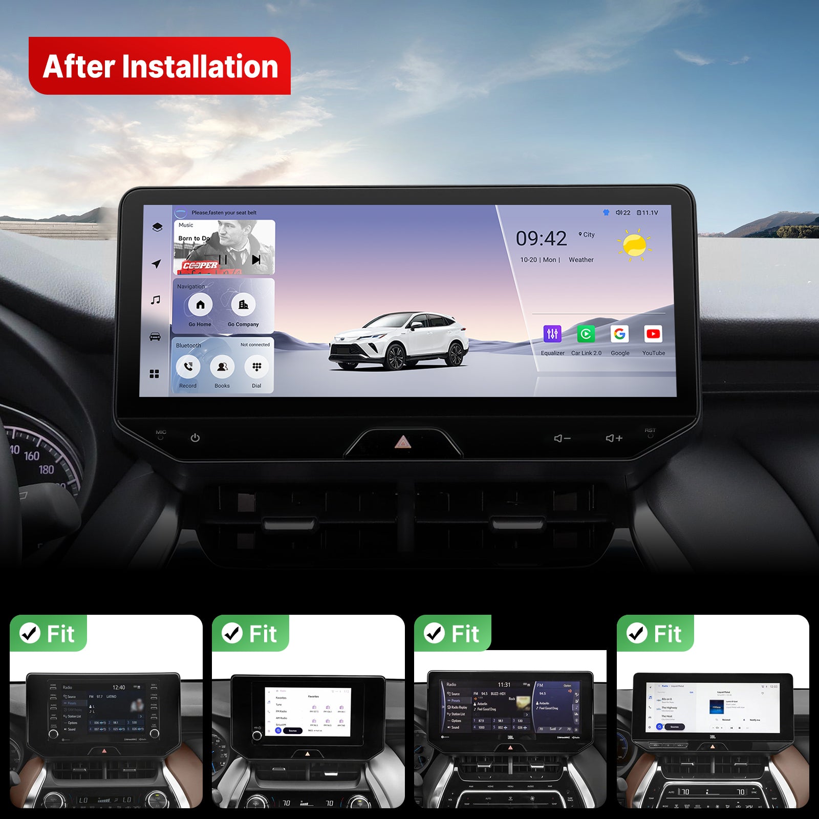 Youducar 12.3-Inch Android Head Unit for Toyota Harrier (Venza) 2022-2025 | Large Touchscreen with Wireless CarPlay & Android Auto