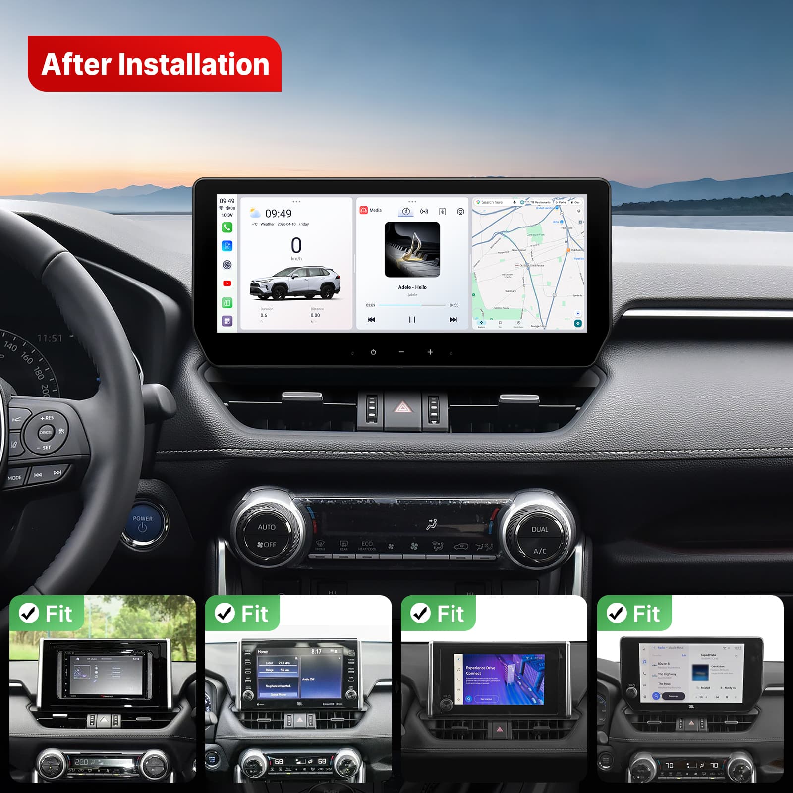 Youducar Android Head Unit for Toyota RAV4 2019-2025 | Wireless CarPlay & Android Auto, GPS Navigation