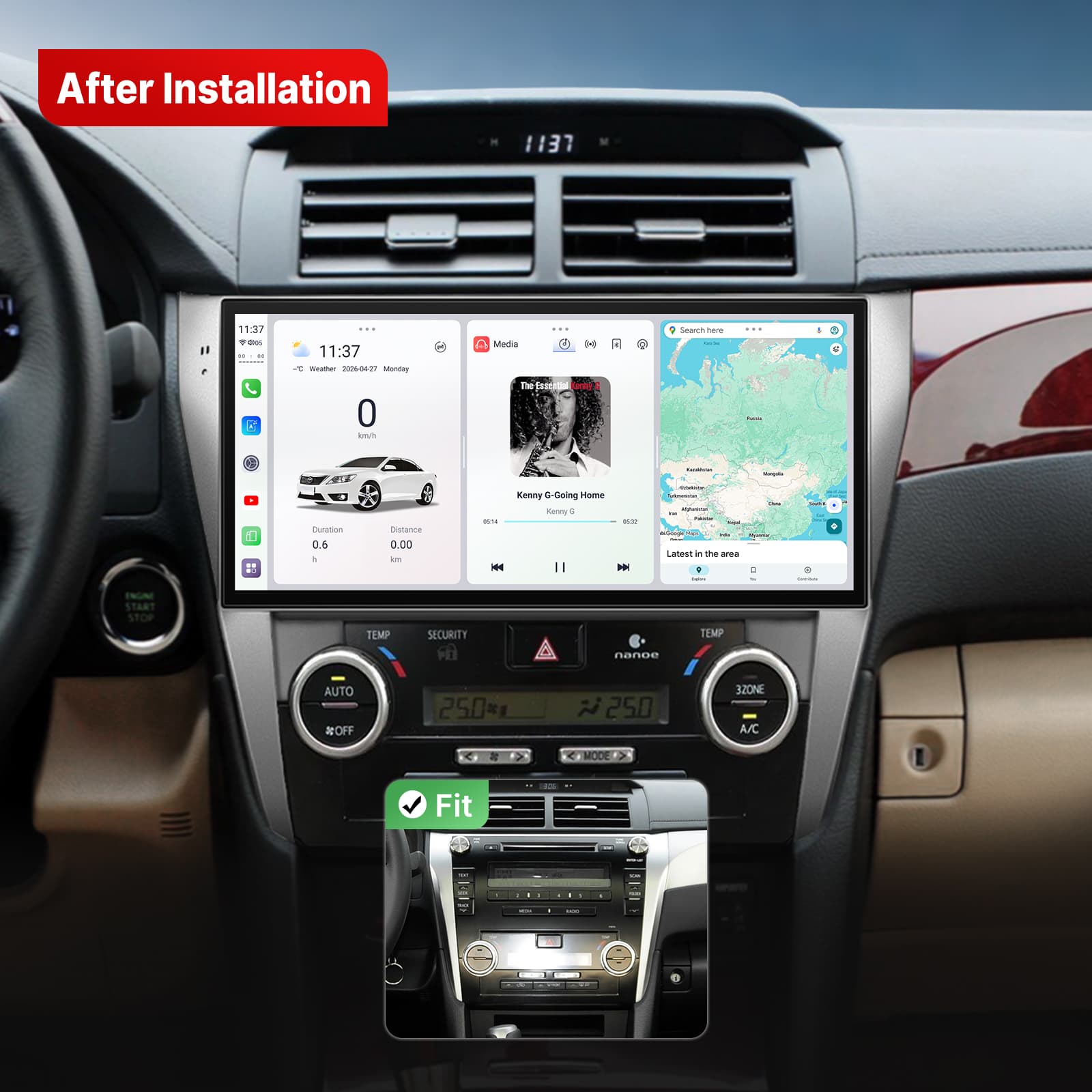 Youducar 12-Inch Android Head Unit for Toyota Camry 2012-2014 | Large Touchscreen with Wireless CarPlay & Android Auto