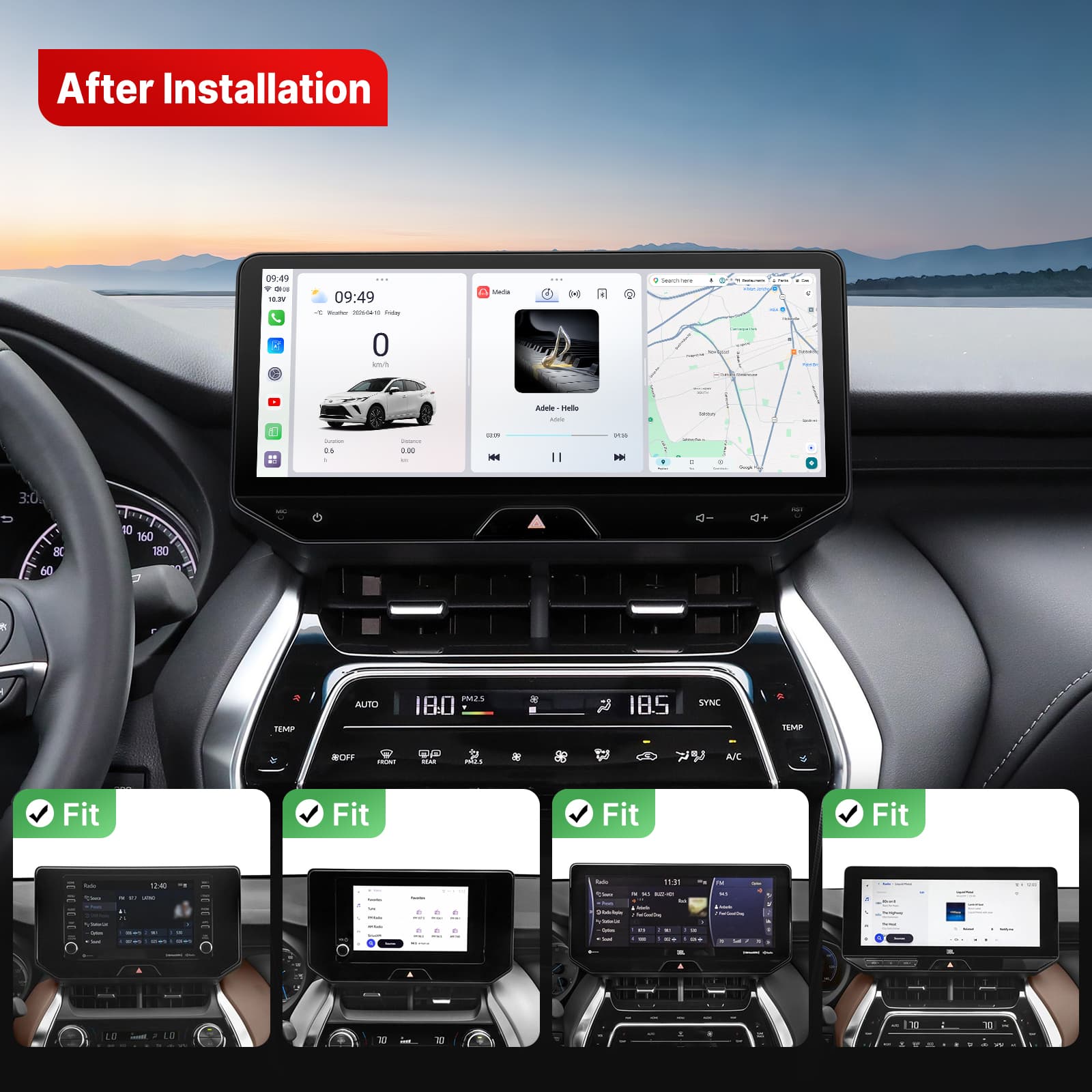 Youducar 12.3-Inch Android Head Unit for Toyota Harrier (Venza) 2022-2025 | Large Touchscreen with Wireless CarPlay & Android Auto