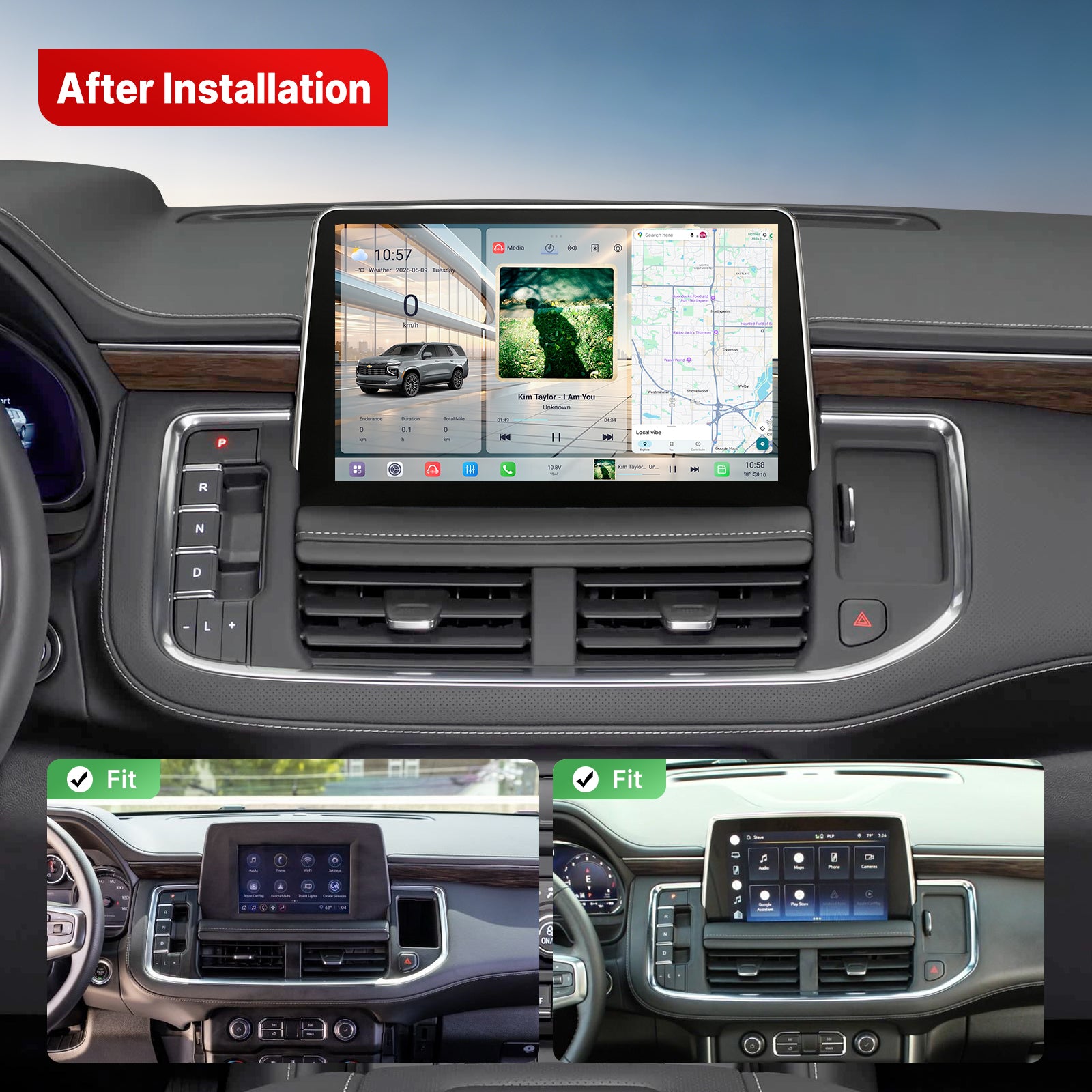 Youducar 12.5" Touch Screen Dual System Car Stereo GPS Navigation with Wireless CarPlay for Chevy Tahoe 2021-2024