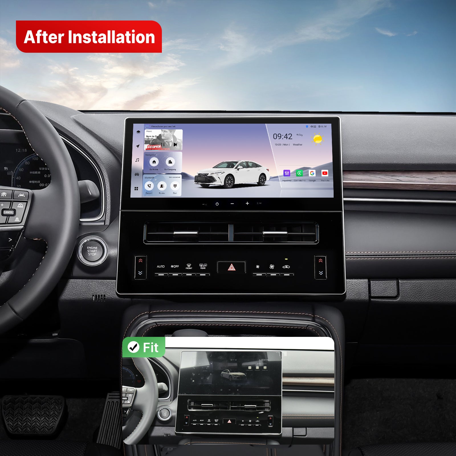 Youducar 12.3-Inch Android Head Unit for Toyota Avalon 2024-2026 | Flagship Touchscreen with Wireless CarPlay & Android Auto