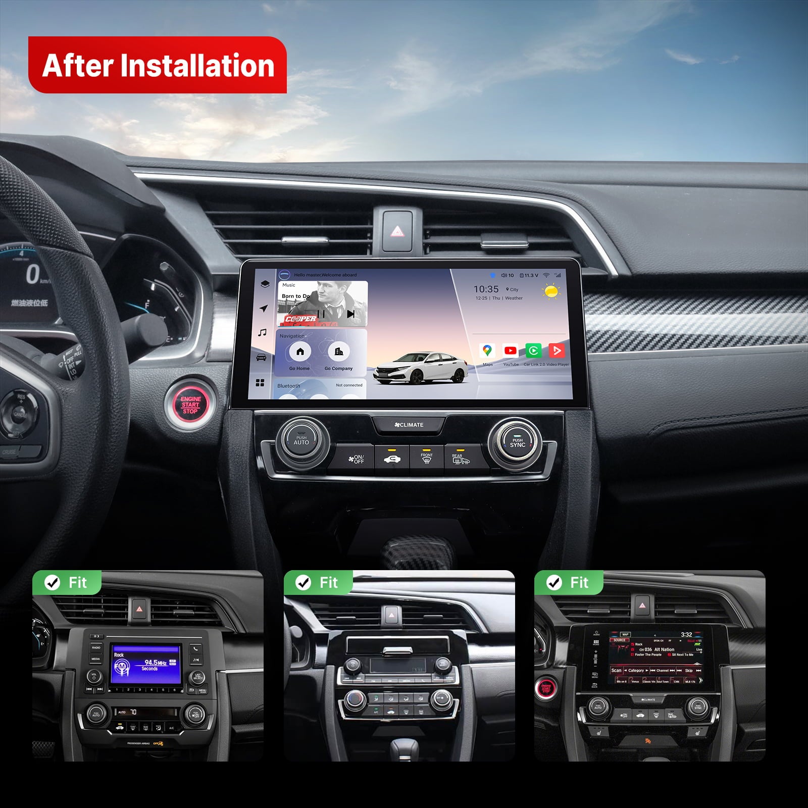 Youducar for Honda Civic 2016-2021 | 10.33-inch Android Head Unit with Wireless CarPlay Honda