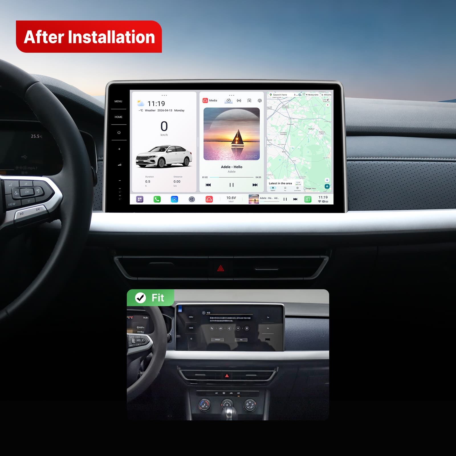 Youducar 12.8-Inch Android Head Unit for Volkswagen 2023-2026 Models | Large Touchscreen with Wireless CarPlay & Android Auto