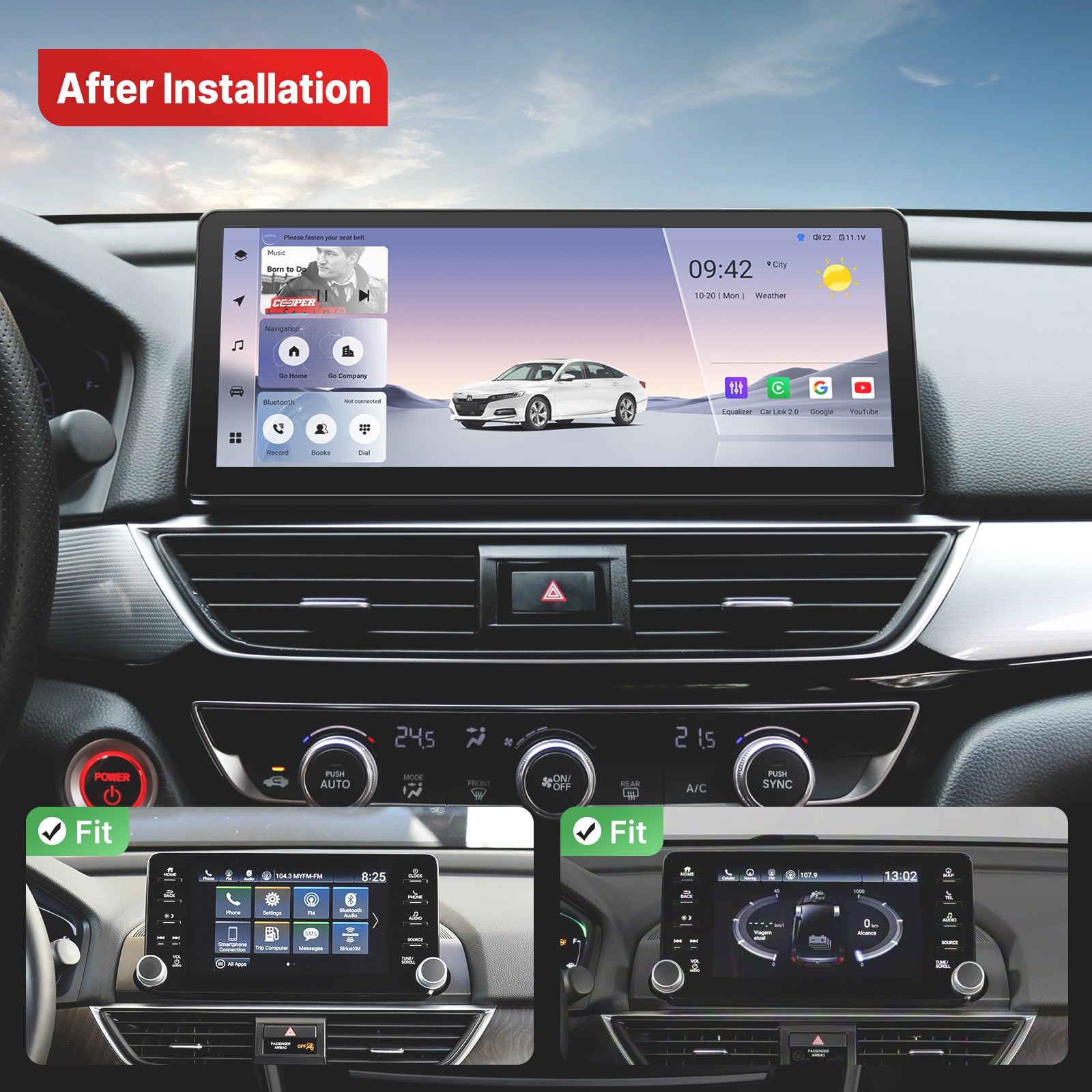 Youducar 12.3-Inch Android Head Unit for Honda Accord 2018-2022 | Large Touchscreen with Wireless CarPlay & Android Auto