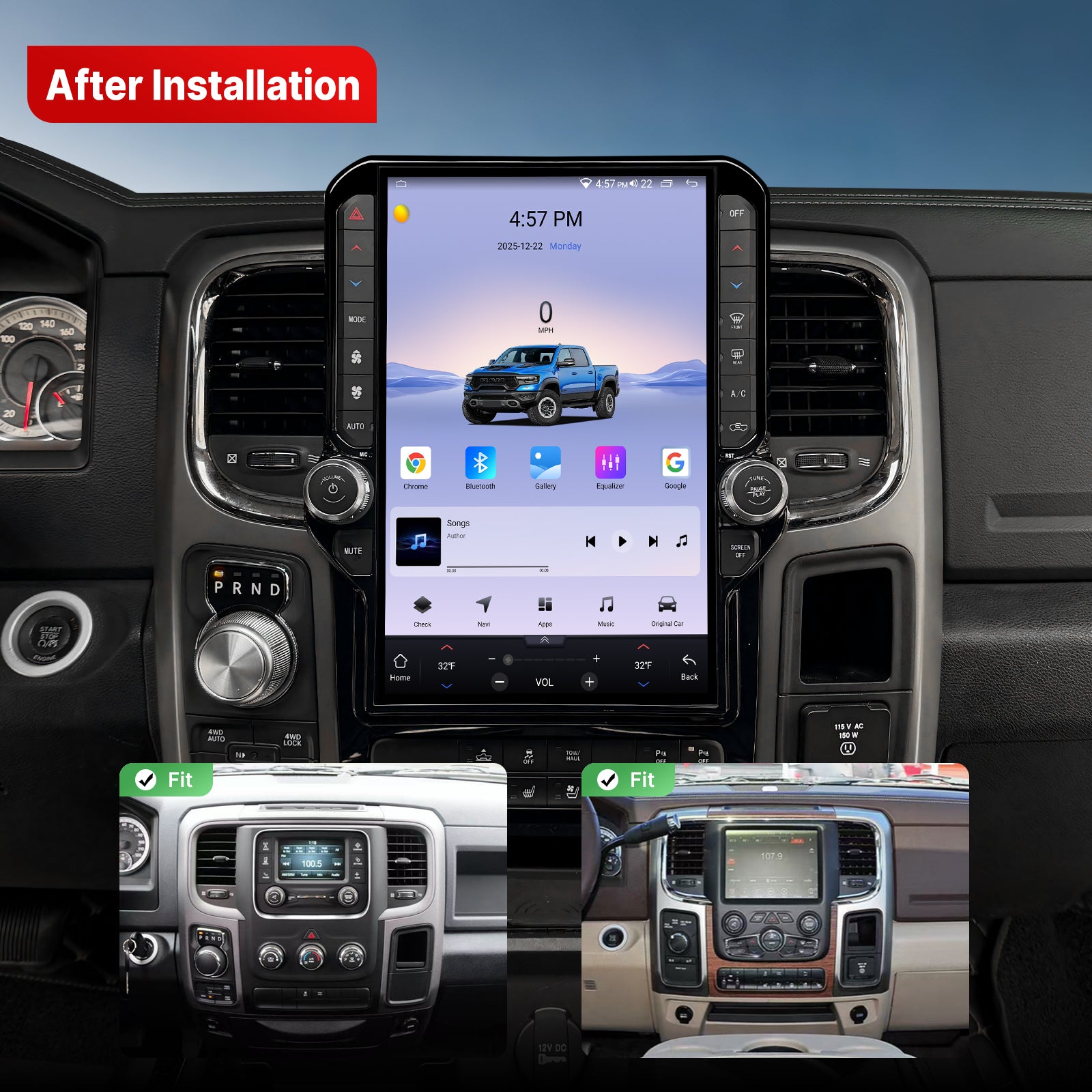 Youducar 13.6" Android GPS Car Radio Dashboard Navigation for 2013-2018 Dodge Ram Touchscreen Wireless CarPlay