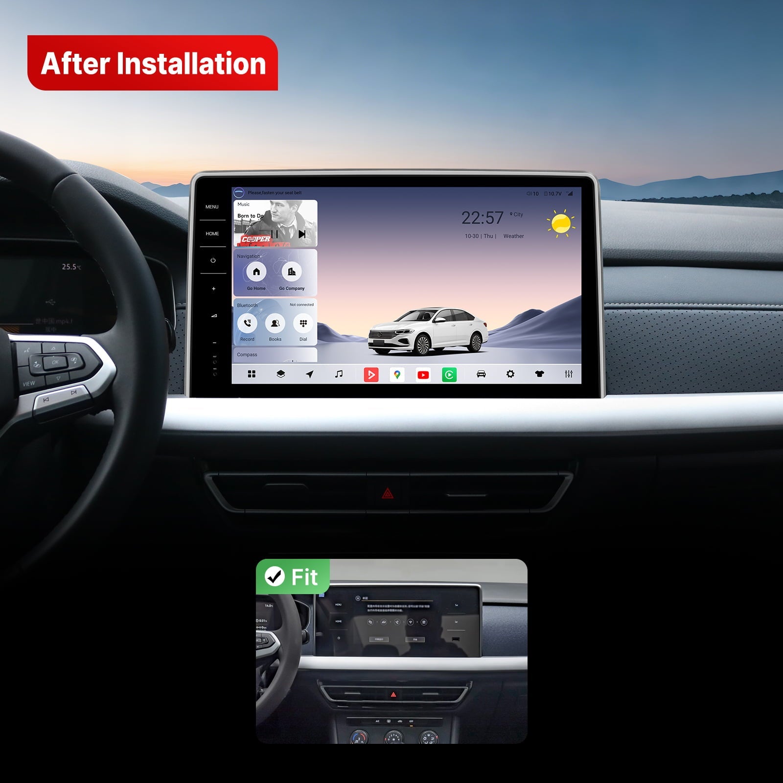 Youducar 12.8-Inch Android Head Unit for Volkswagen 2023-2026 Models | Large Touchscreen with Wireless CarPlay & Android Auto - Youducar