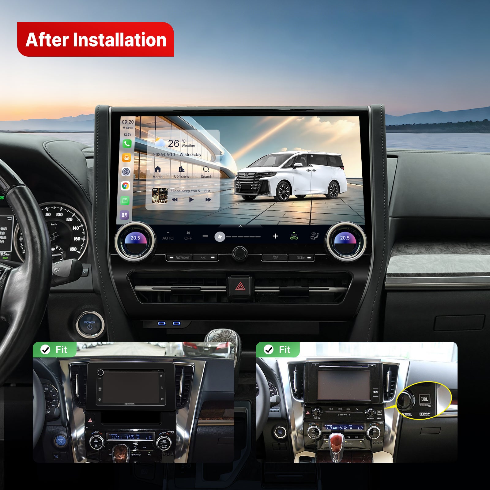 Youducar | Complete 15.6-Inch Android Head Unit Kit for 30-Series to 40-Series Toyota Alphard/Vellfire Conversion (2015-2019)