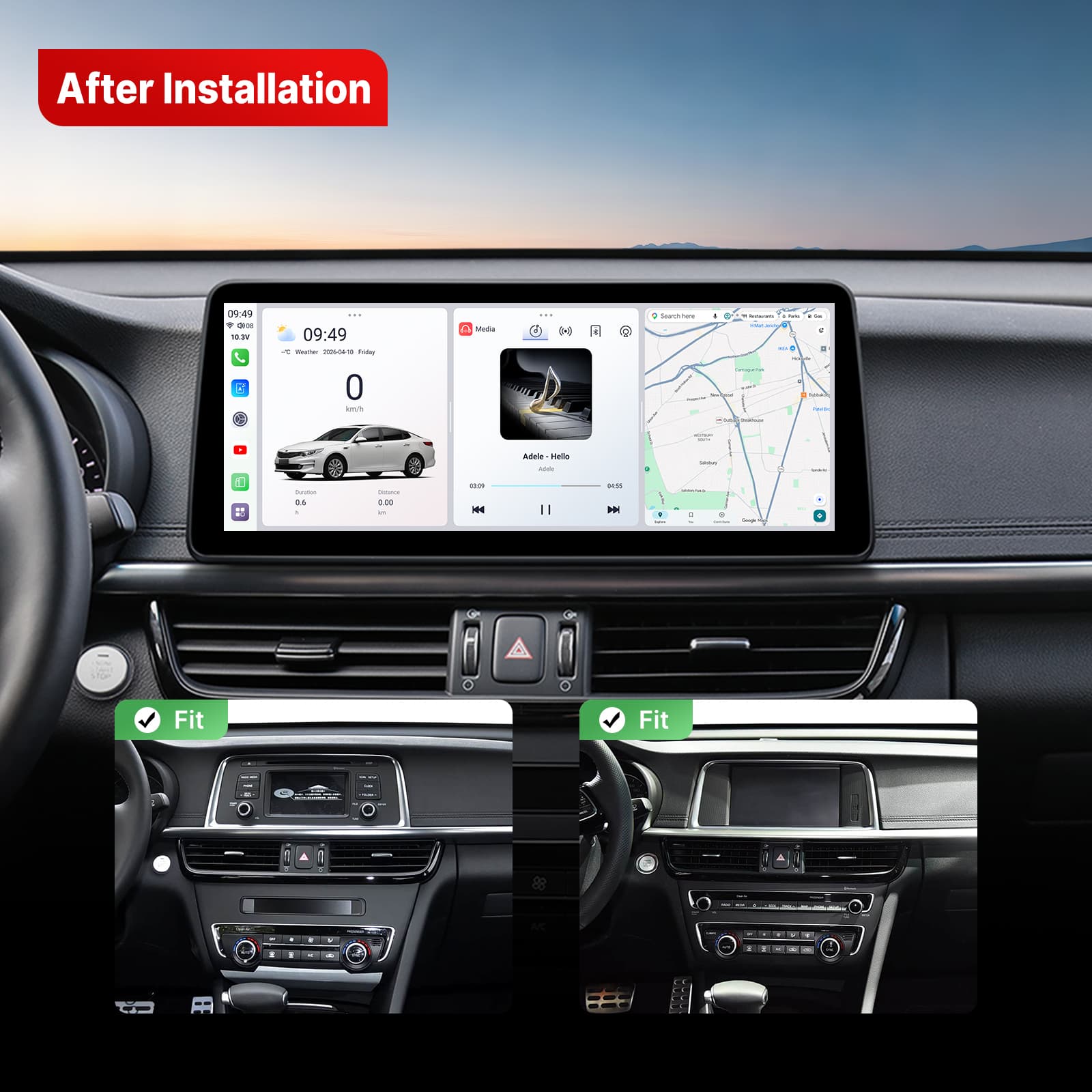 Youducar 12.3-Inch Android Head Unit for Kia K5 (Optima) 2016-2019 | Large Touchscreen with Wireless CarPlay & Android Auto