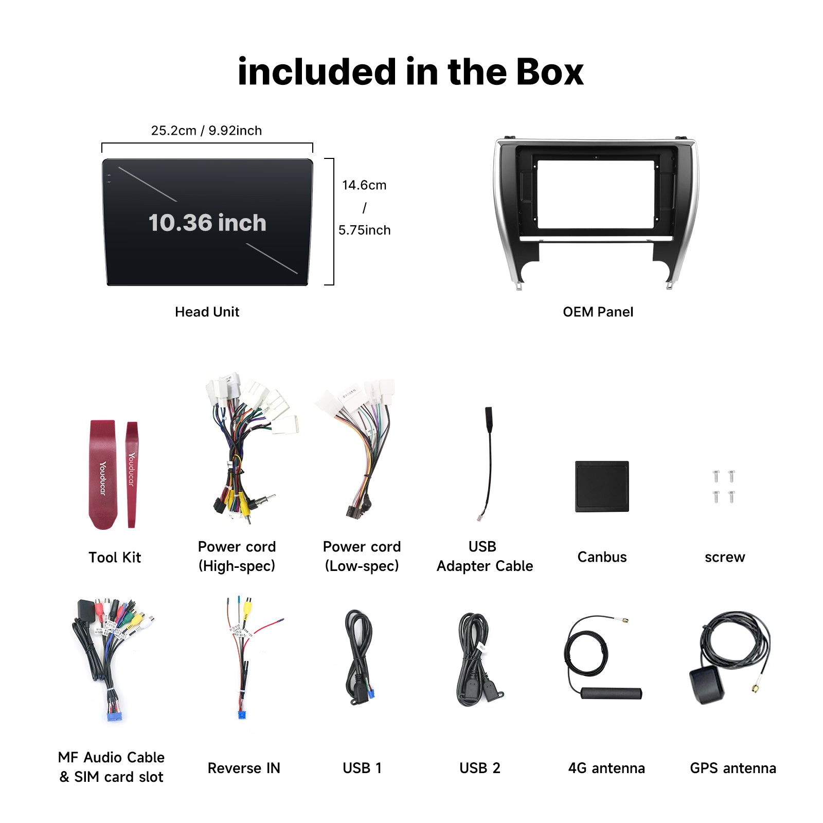 Youducar 9.5" Android Touch Screen + Frame Kit for Toyota Camry 2015-2017 Middle East Southeast US Version CarPlay GPS Radio