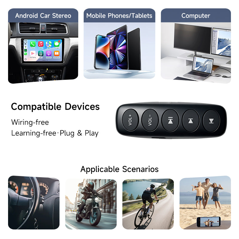 YD007 Universal Portable Bluetooth Steering Wheel ControlButtonsMulti Function Wireless Remote For Car Radio DVD PlayerUpgrade Product page