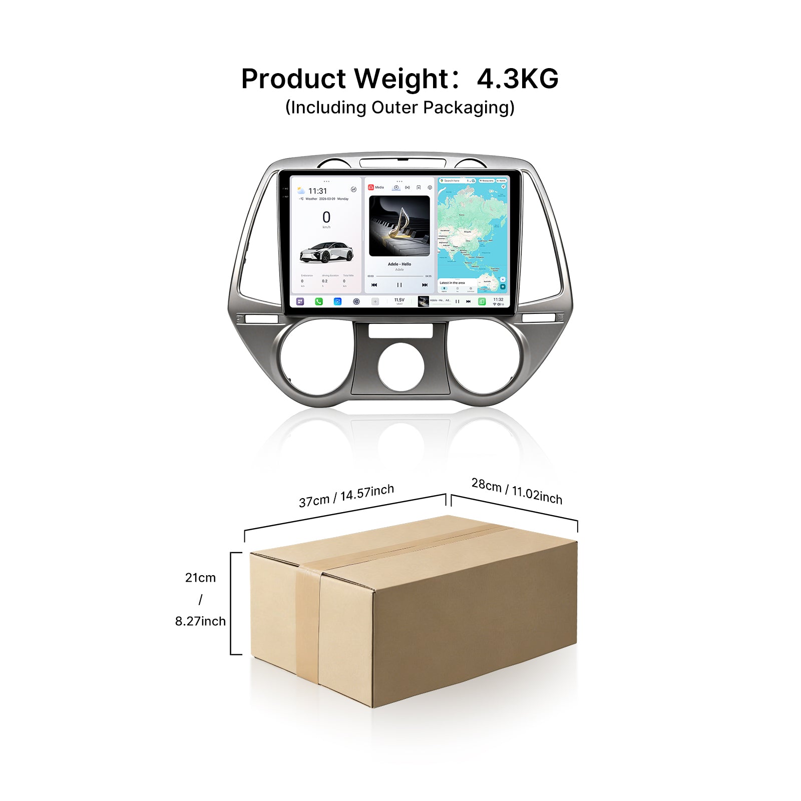 Youducar 9.5 Inch Android Car Stereo For Hyundai i20 2008-2011 Manual AC Dashboard Frame
