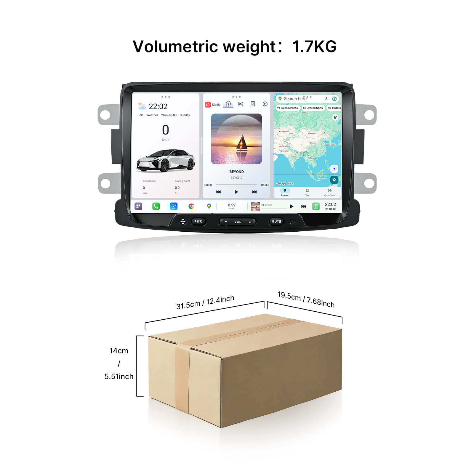 Youducar 8 Inch Universal Car Stereo For Dacia, Wireless CarPlay Android Auto Touch Screen Head Unit
