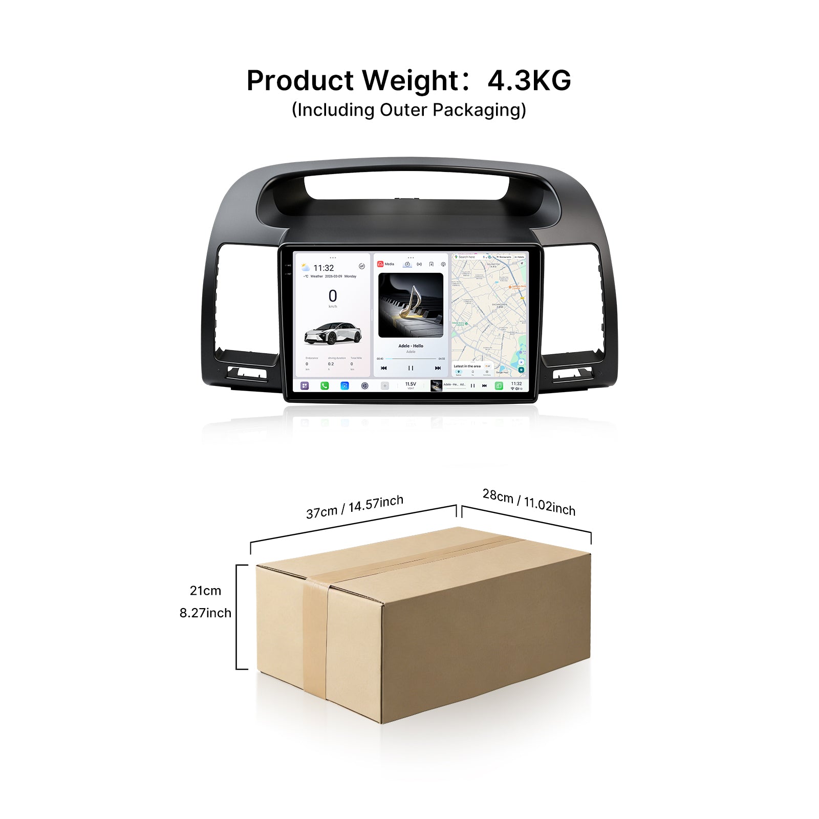 Youducar 9.5'' HD Android Touch Display + Dash Frame for Toyota Camry 2002-2006, Wireless CarPlay Navi Upgrade Kit