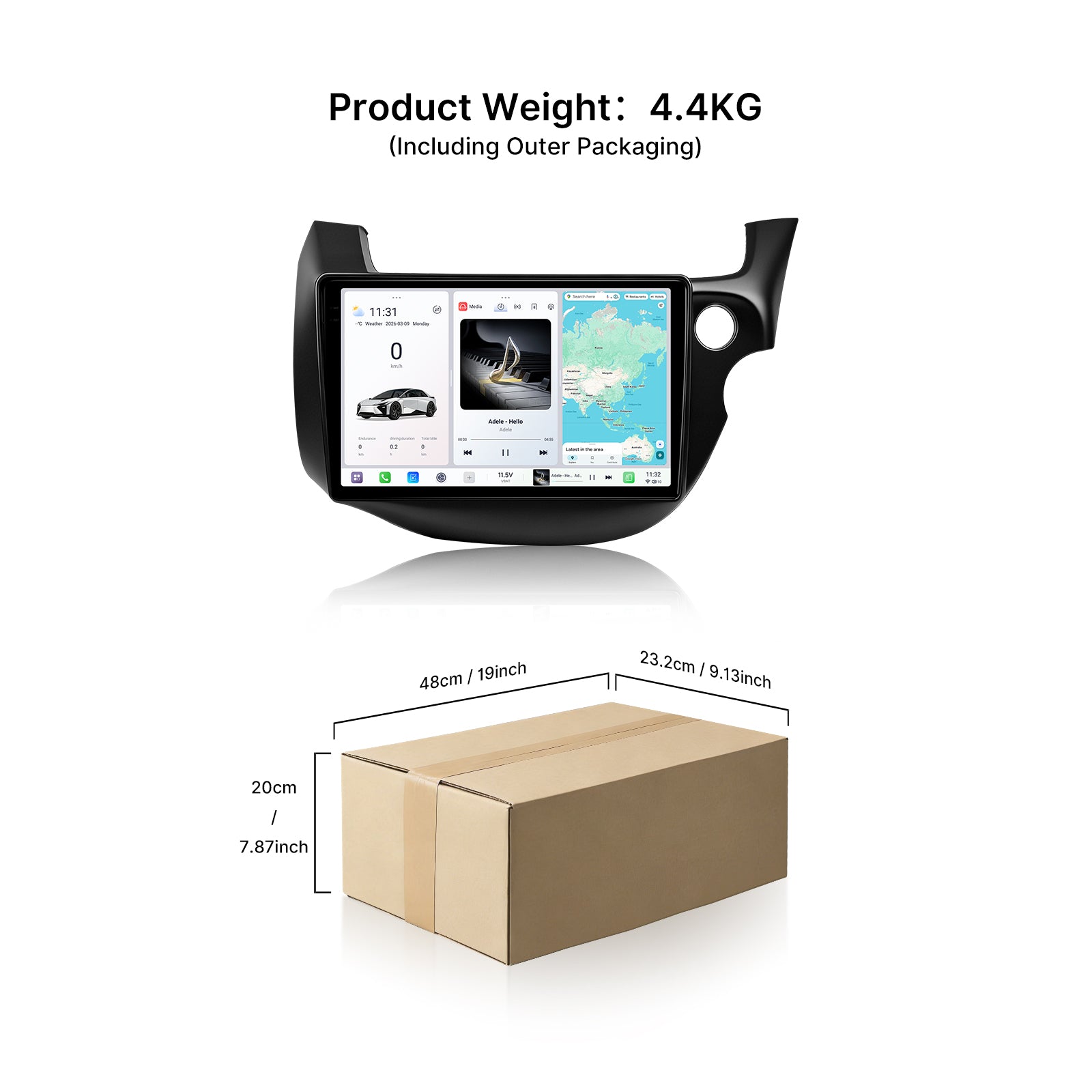 Youducar 10.36 Inch Android Car Screen with RHD Dash Frame Kit for Honda Fit 2008-2013, Right Hand Drive Car Stereo