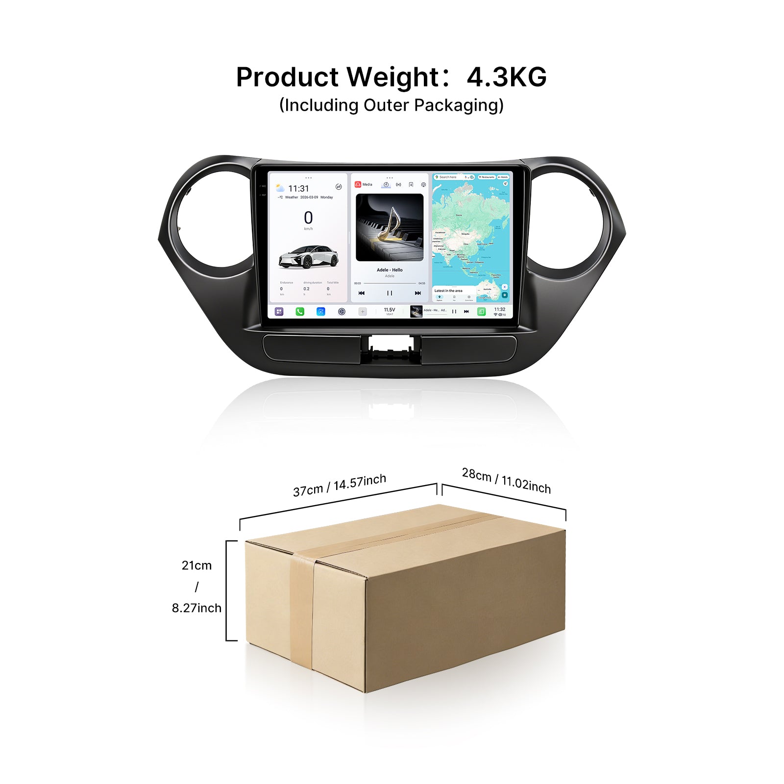 Youducar 9.5 Inch Android Car Stereo For Hyundai i10 2014-2017 With Dashboard Frame