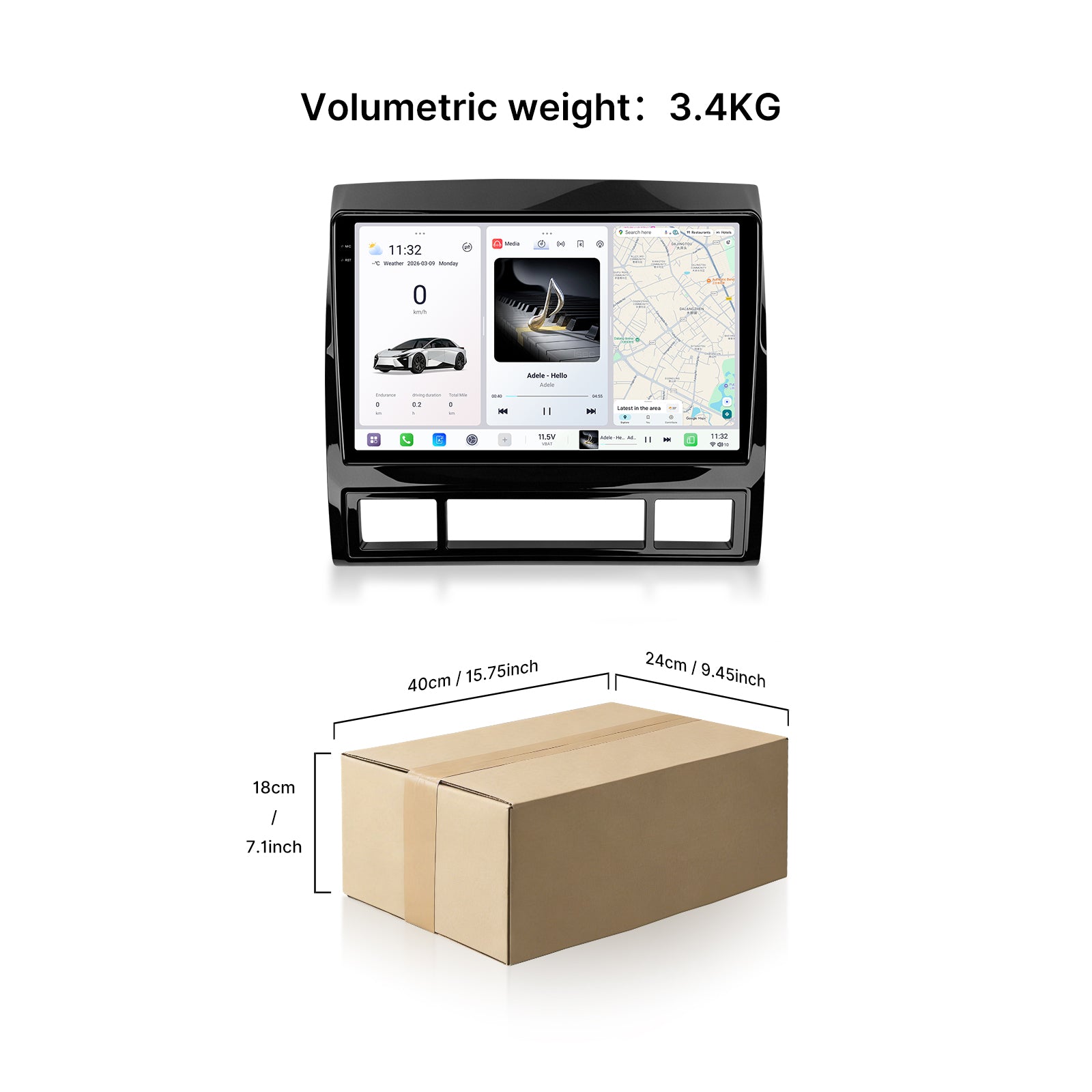 Youducar 9.5'' HD Android Display + Gloss Painted Frame for Toyota Tacoma 2005-2013, Wireless CarPlay Navi Upgrade