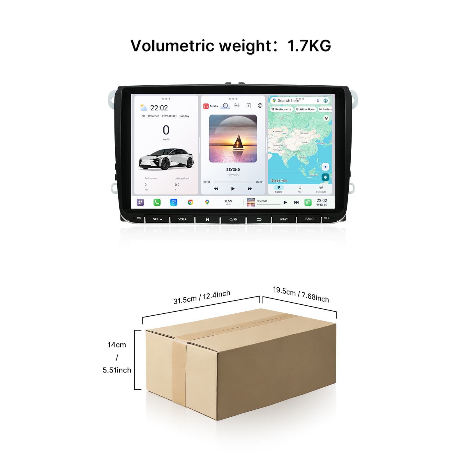 Youducar 9 Inch G-Type Universal Car Stereo for Volkswagen, Touch Button Below Design Android Head Unit
