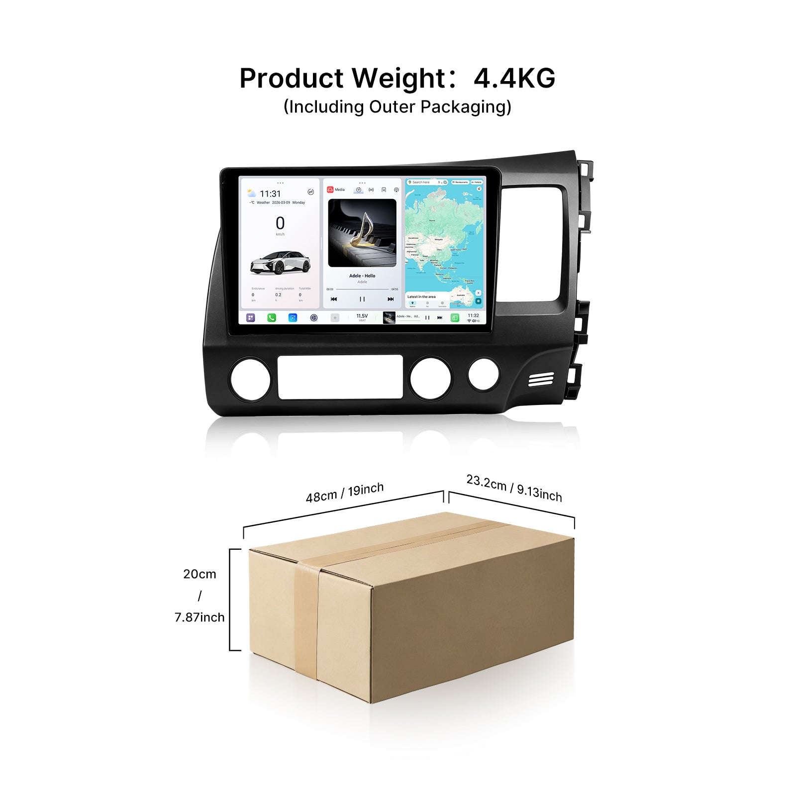 Youducar 10.36 Inch Android Car Screen with Iron Gray Dash Frame for Honda Civic 2006-2011, Full Car Stereo Upgrade Kit