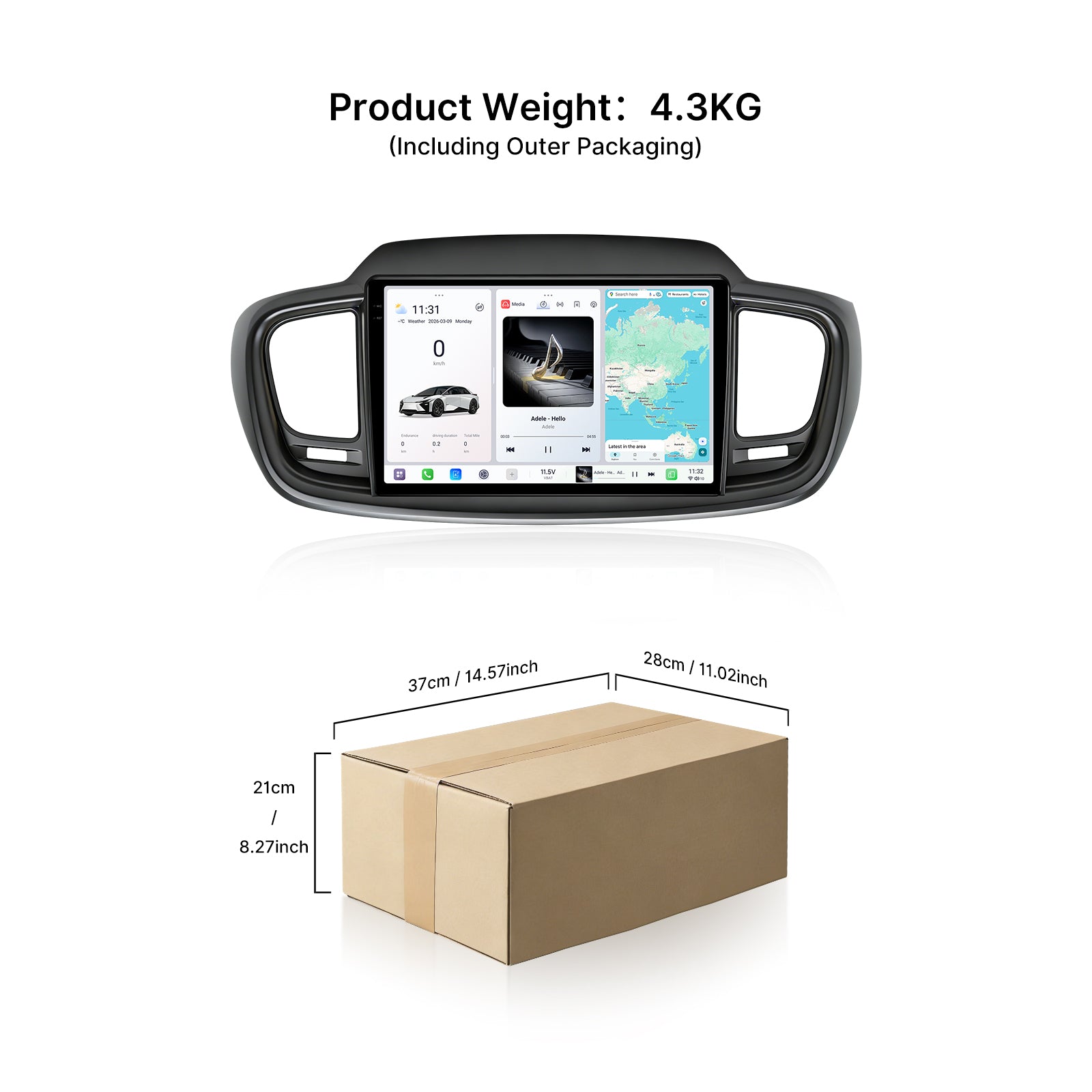 Youducar 10.36" Android Car Stereo for Kia Sorento MK3 2015-2017 | Touch Screen GPS Navigation Frame Kit