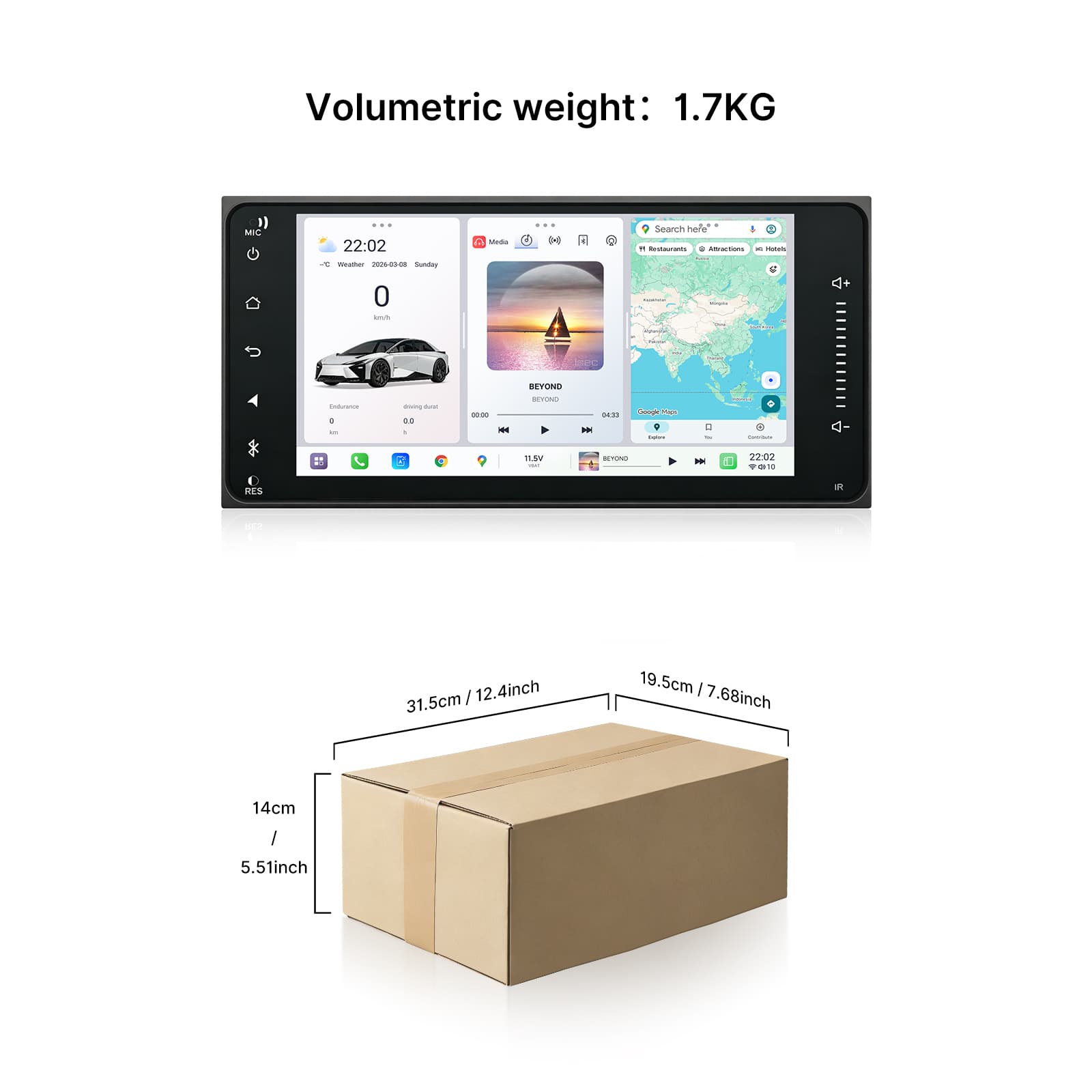 Youducar Universal 7 Inch Small Size Car Head Unit, HD Touch Screen Multimedia Player