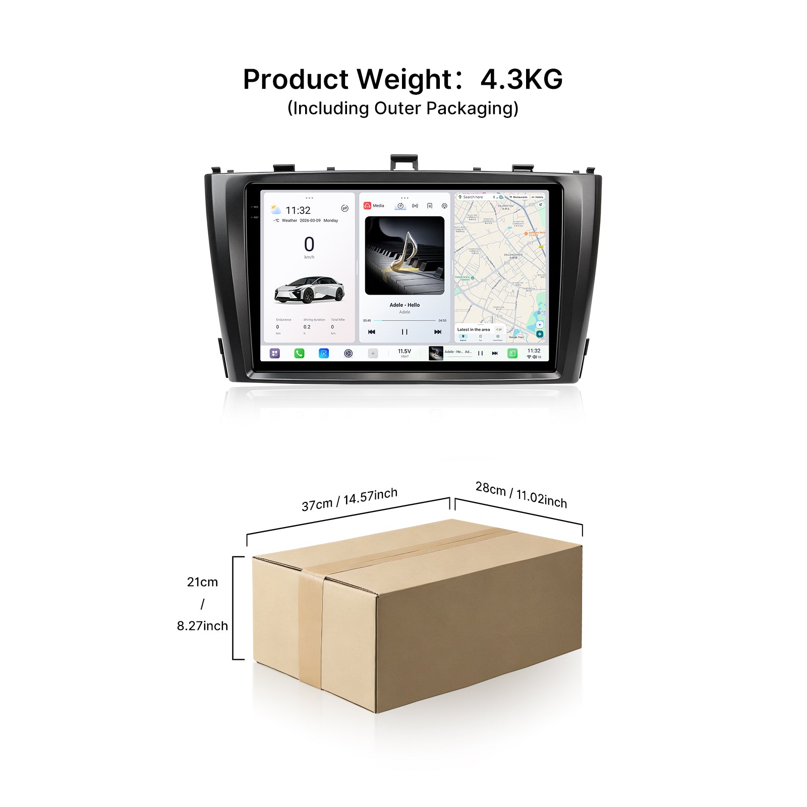 Youducar 9.5 Inch Android Car Stereo for Toyota Avensis 2009-2015, Custom Dash Frame Kit IPS Touch Screen GPS Player