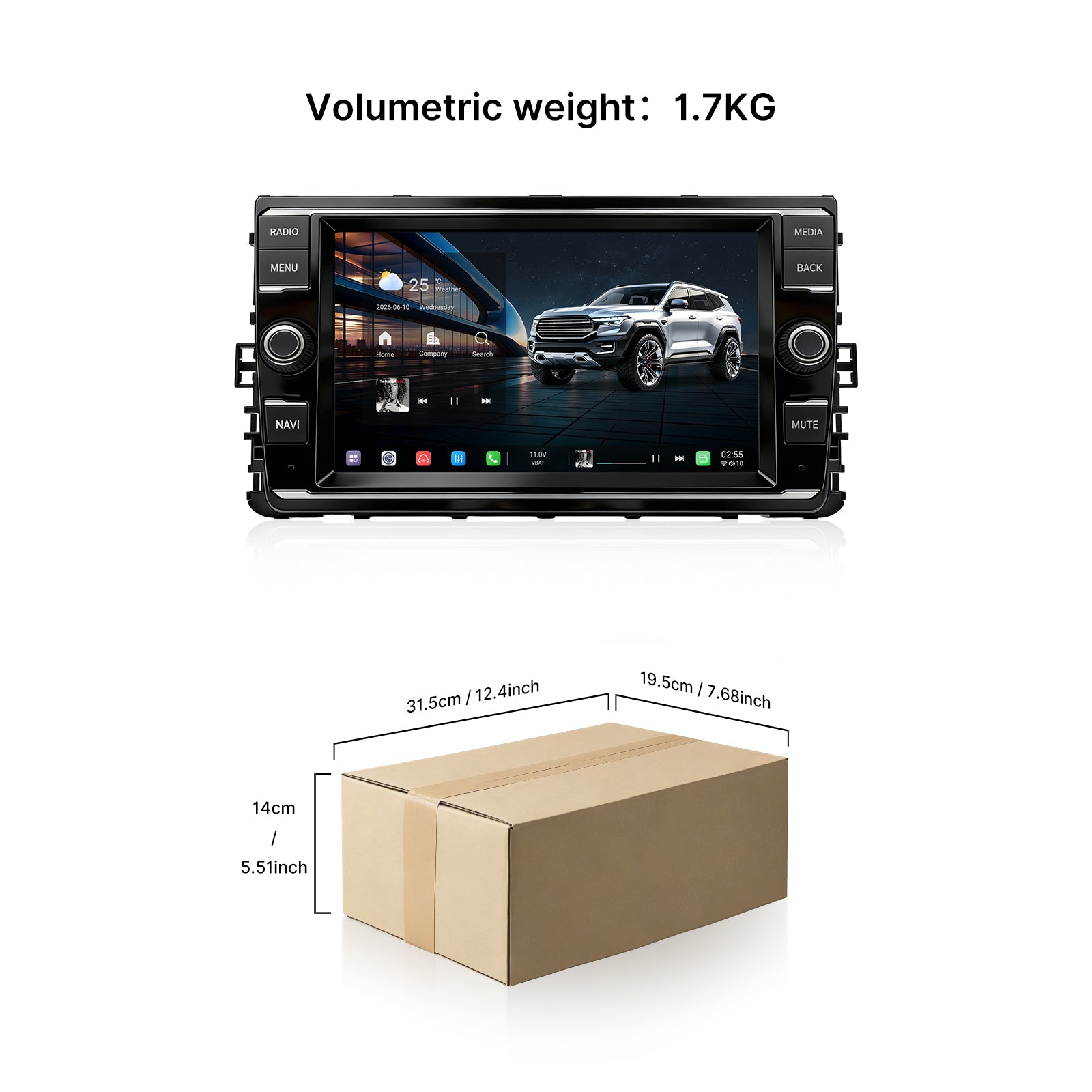 Youducar New 8'' E Type Double Knob Design Universal Radio for VW, Wireless CarPlay Android Auto GPS