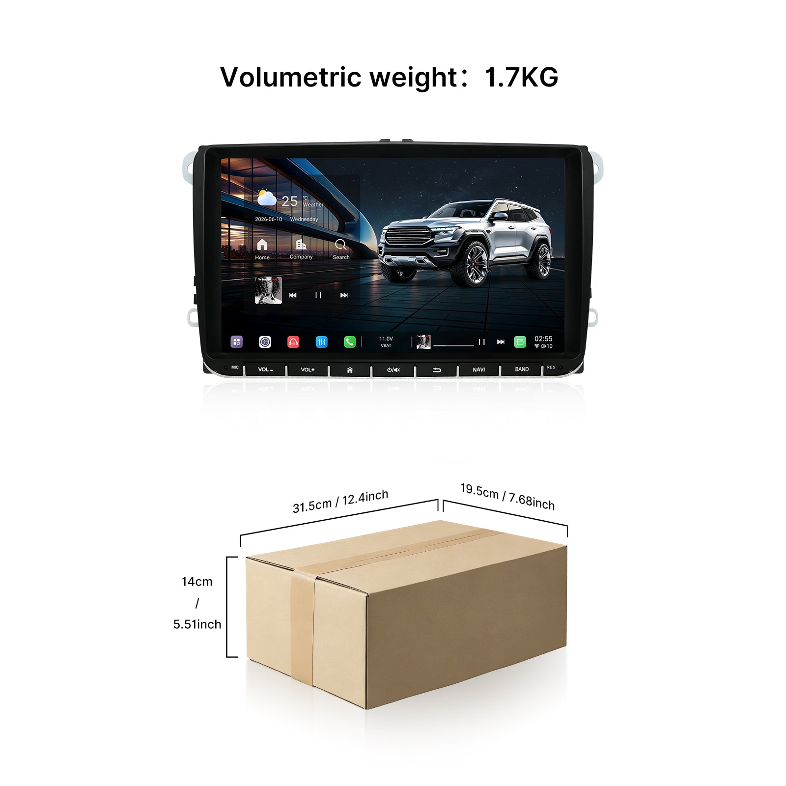 Youducar 9 Inch G-Type Universal Car Stereo for Volkswagen, Touch Button Below Design Android Head Unit