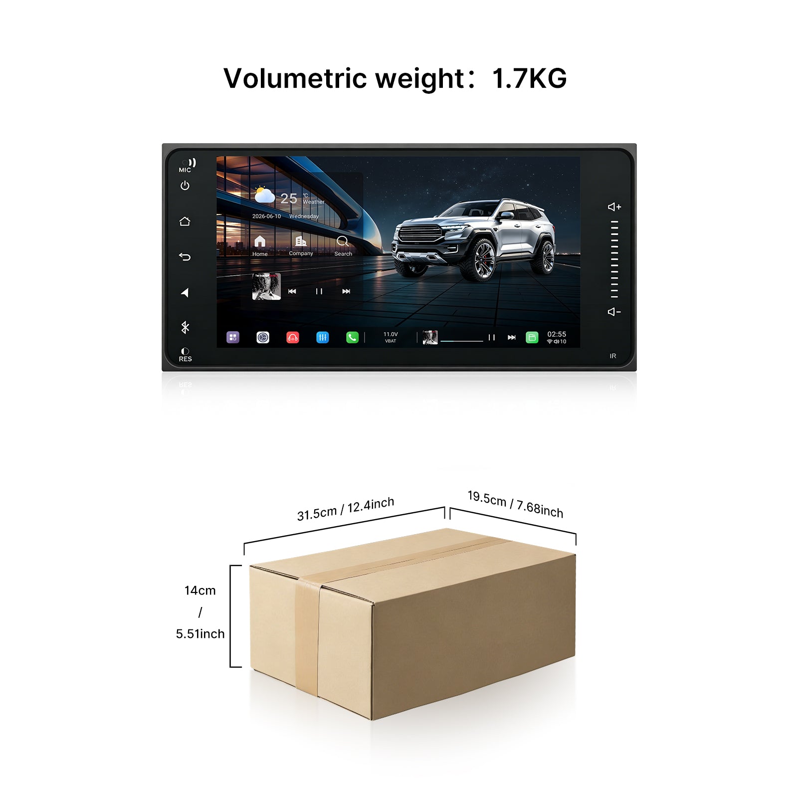 Youducar Universal 7 Inch Small Size Car Head Unit, HD Touch Screen Multimedia Player