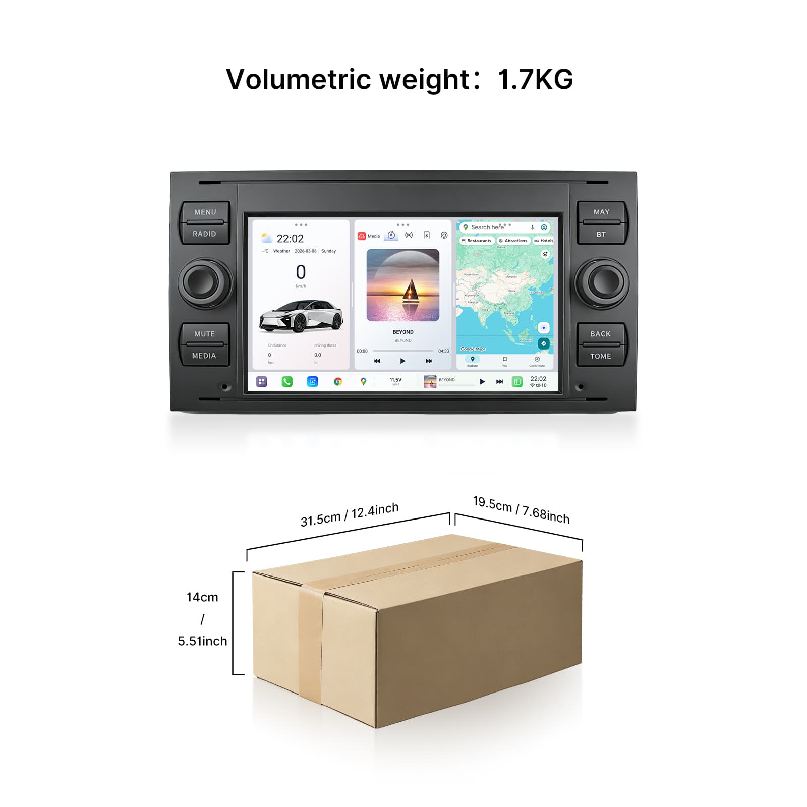 Youducar 7 Inch Universal Car Stereo, Double Din Touch Screen Radio for Ford Universal Models