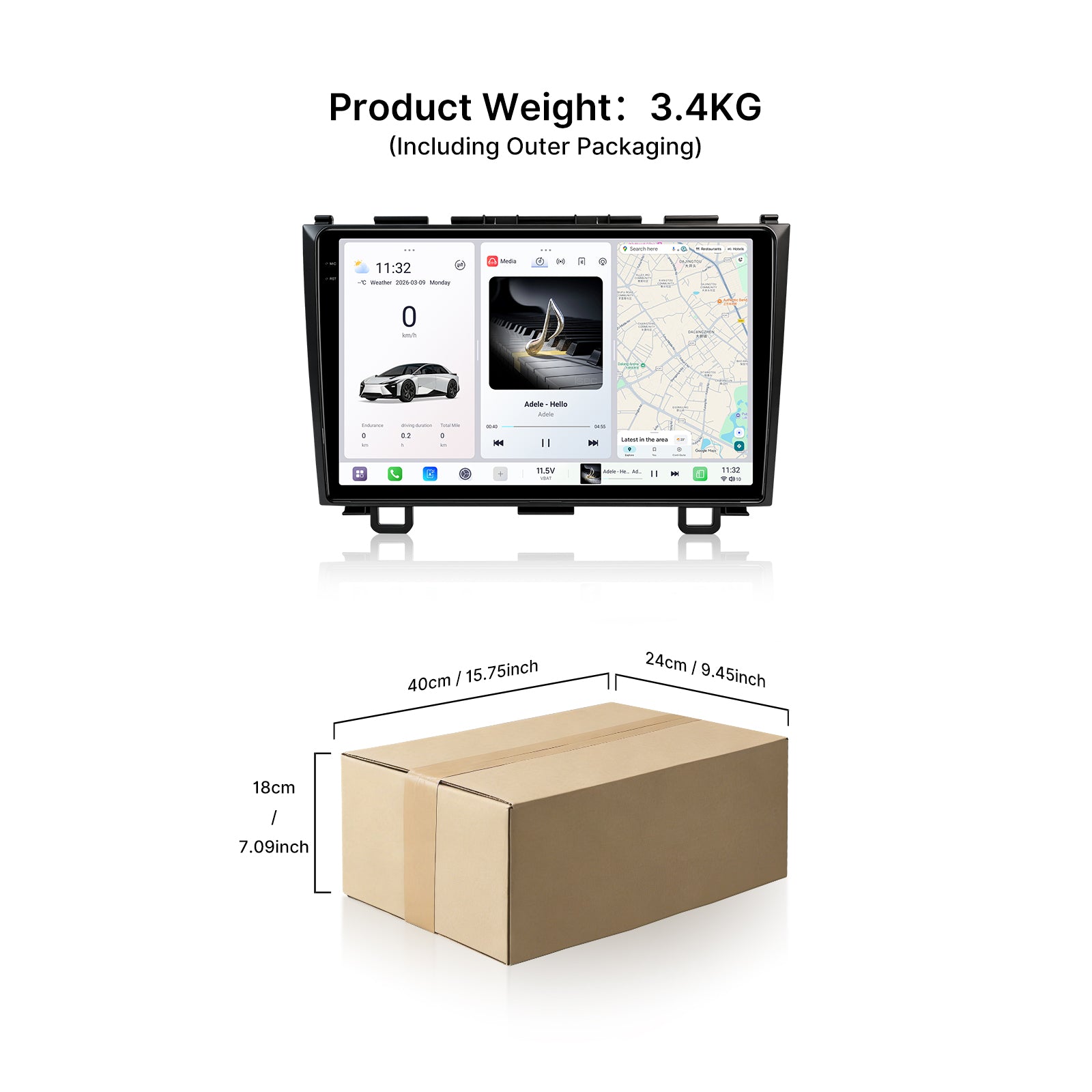 Youducar 9 Inch Android Car Stereo with Dash Frame Kit for Honda CR-V 2007-2011, Wireless CarPlay Android Auto Touch Screen Radio
