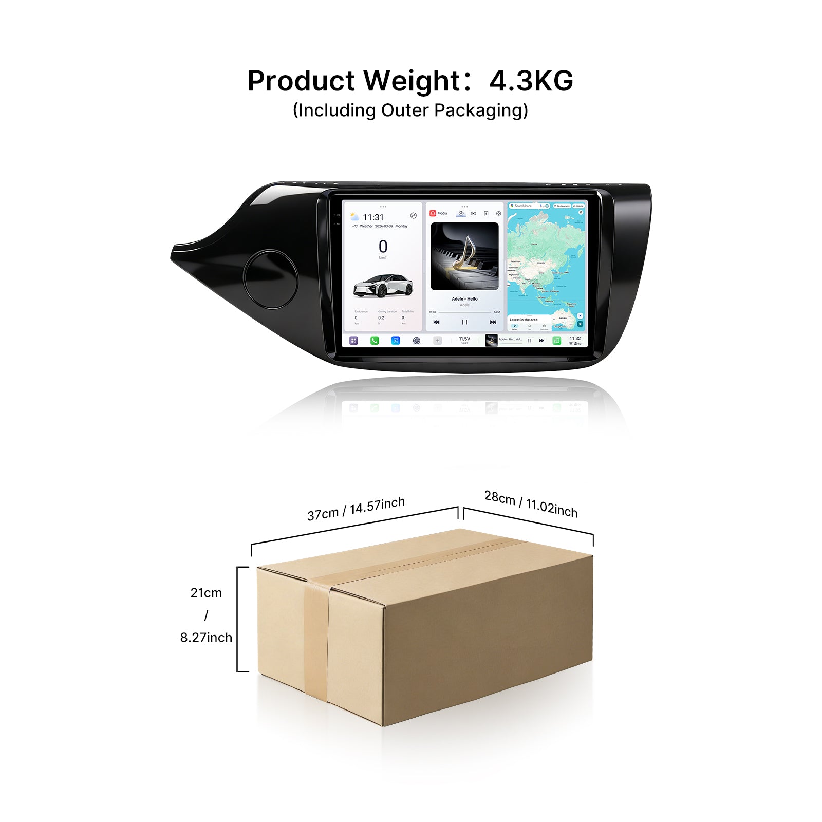 Youducar 9.5" Android Car Stereo for Kia Ceed 2012 LHD Matte Black | Touch Screen GPS Navigation Frame Kit