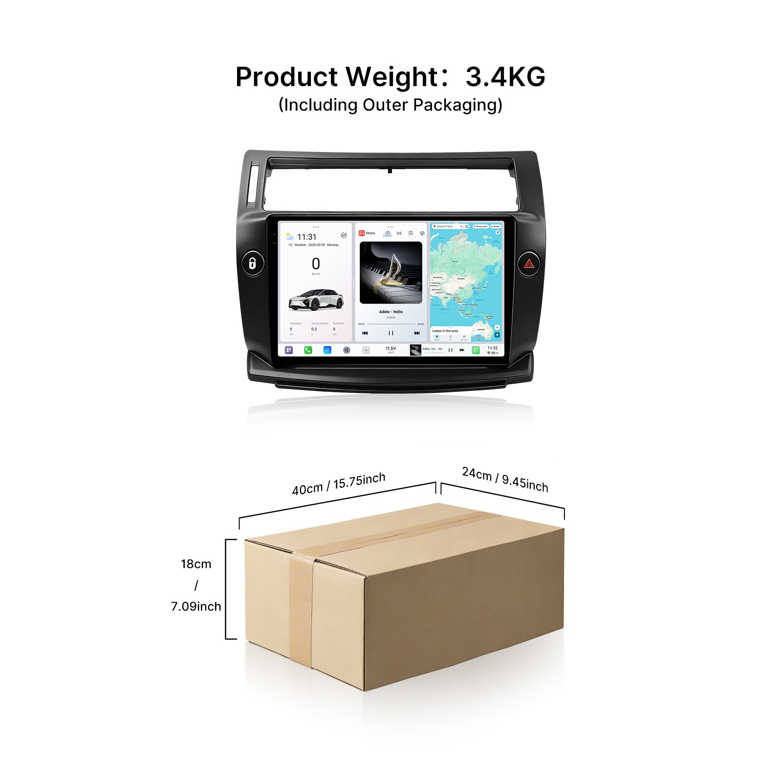 Youducar 2008-2011 Citroen C-Quatre 9.5 Inch Touch Screen Car Radio | Plug and Play Frame & Navigation Player