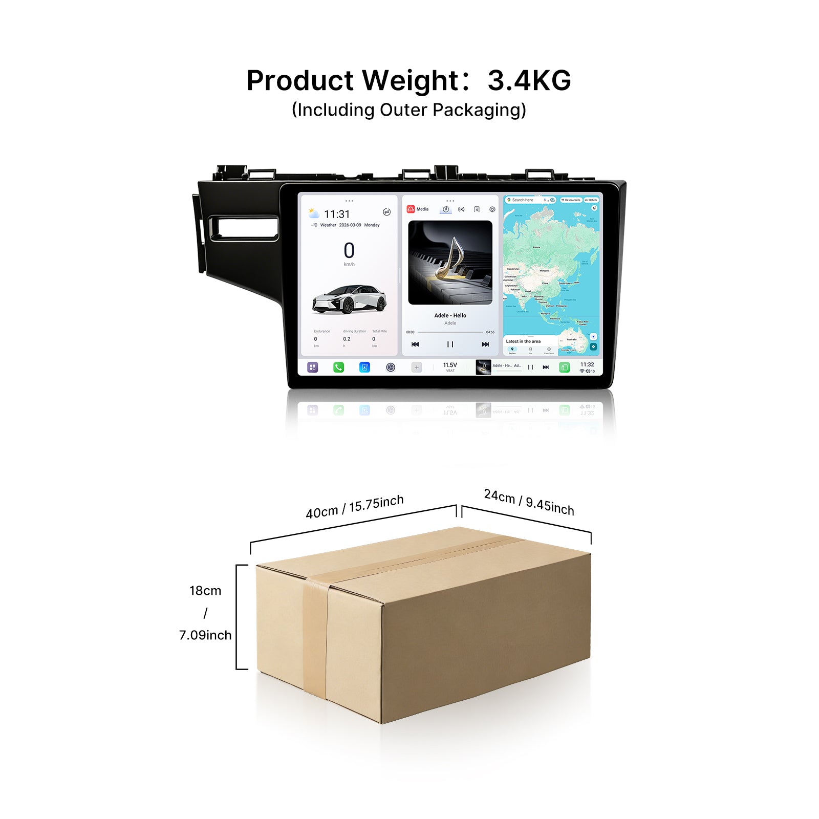 Youducar 10.36 Inch Android Car Stereo with Dash Frame Kit for Honda Fit 3rd Gen 2014-2018, HD Touch Screen Radio Upgrade