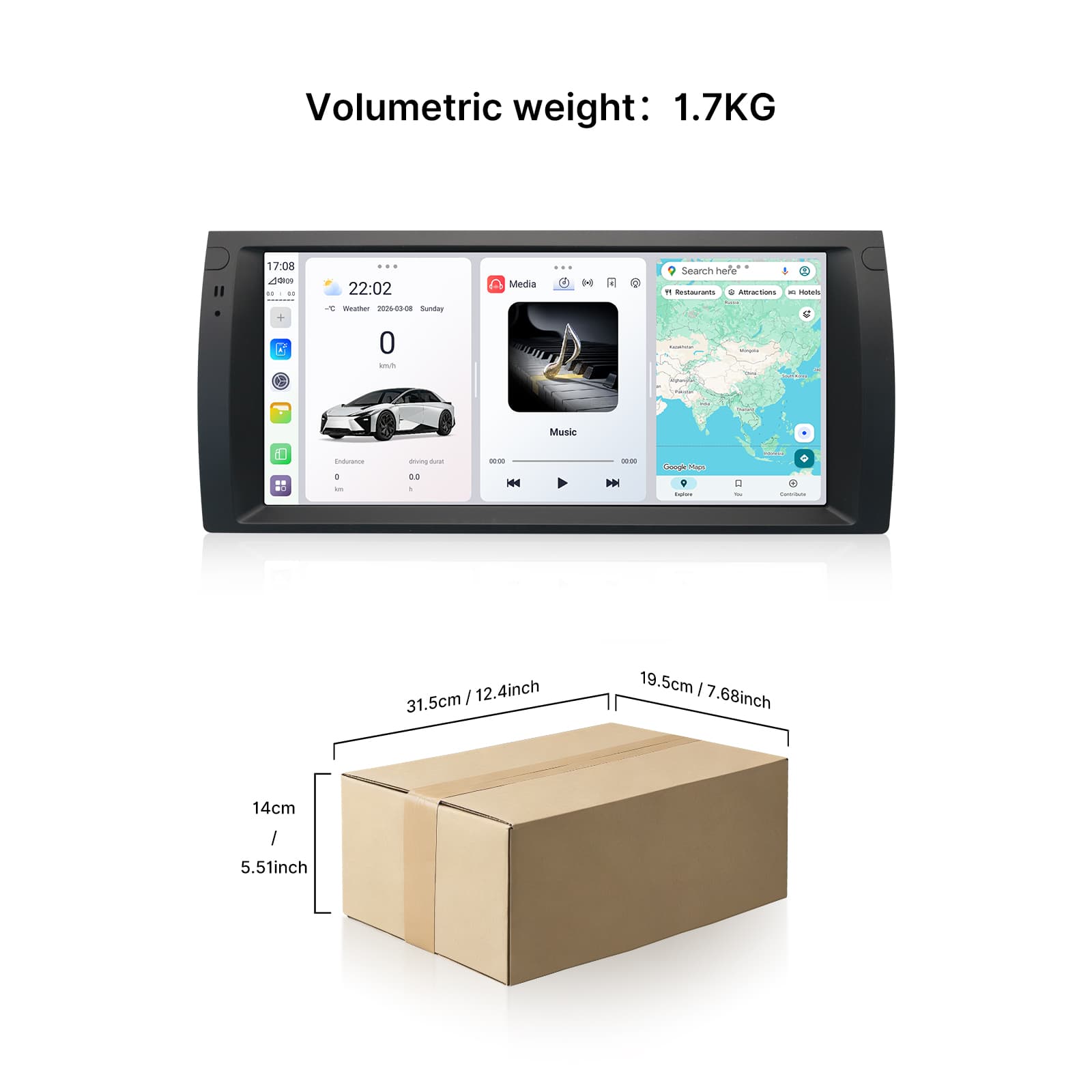 Youducar 10.33 Inch Android Car Stereo for BMW E39, HD Touch Screen GPS Navigation Head Unit with CarPlay Android Auto