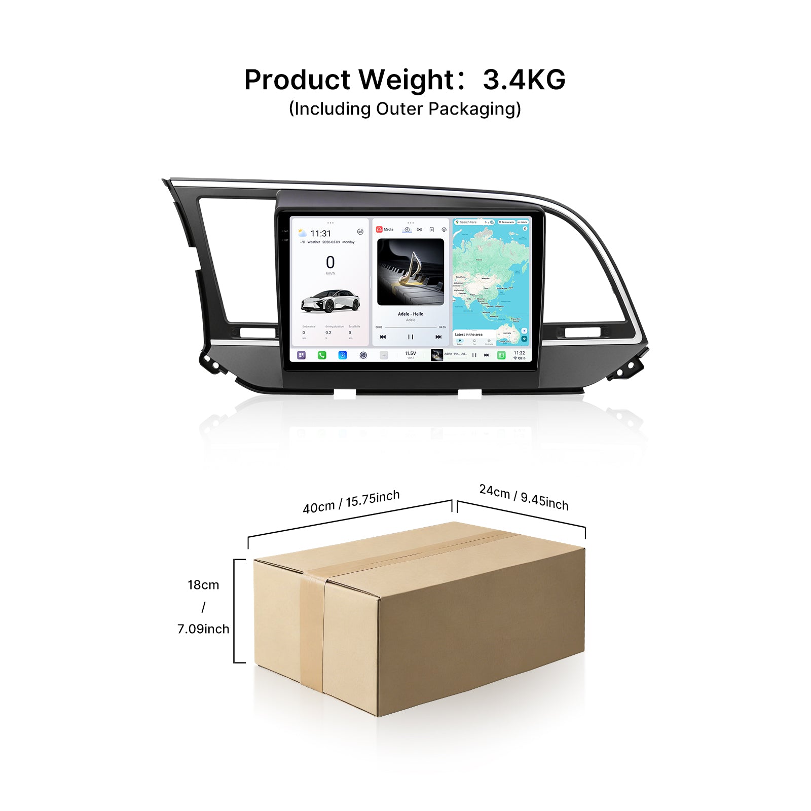 Youducar 9.5 Inch Android Car Stereo for Hyundai Elantra 2016 With Dashboard Frame