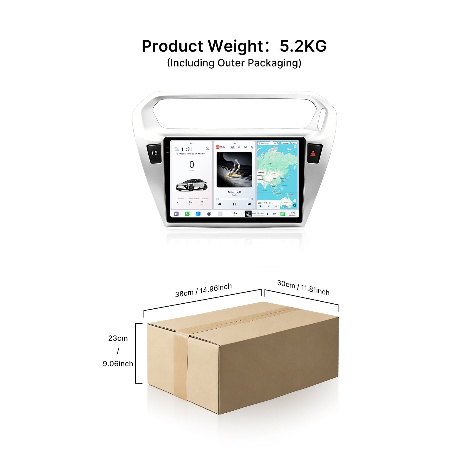 Youducar 9.5 Inch Car Screen + Frame for Peugeot 301 Citroen Elysee 2014 Android GPS Navigation Radio