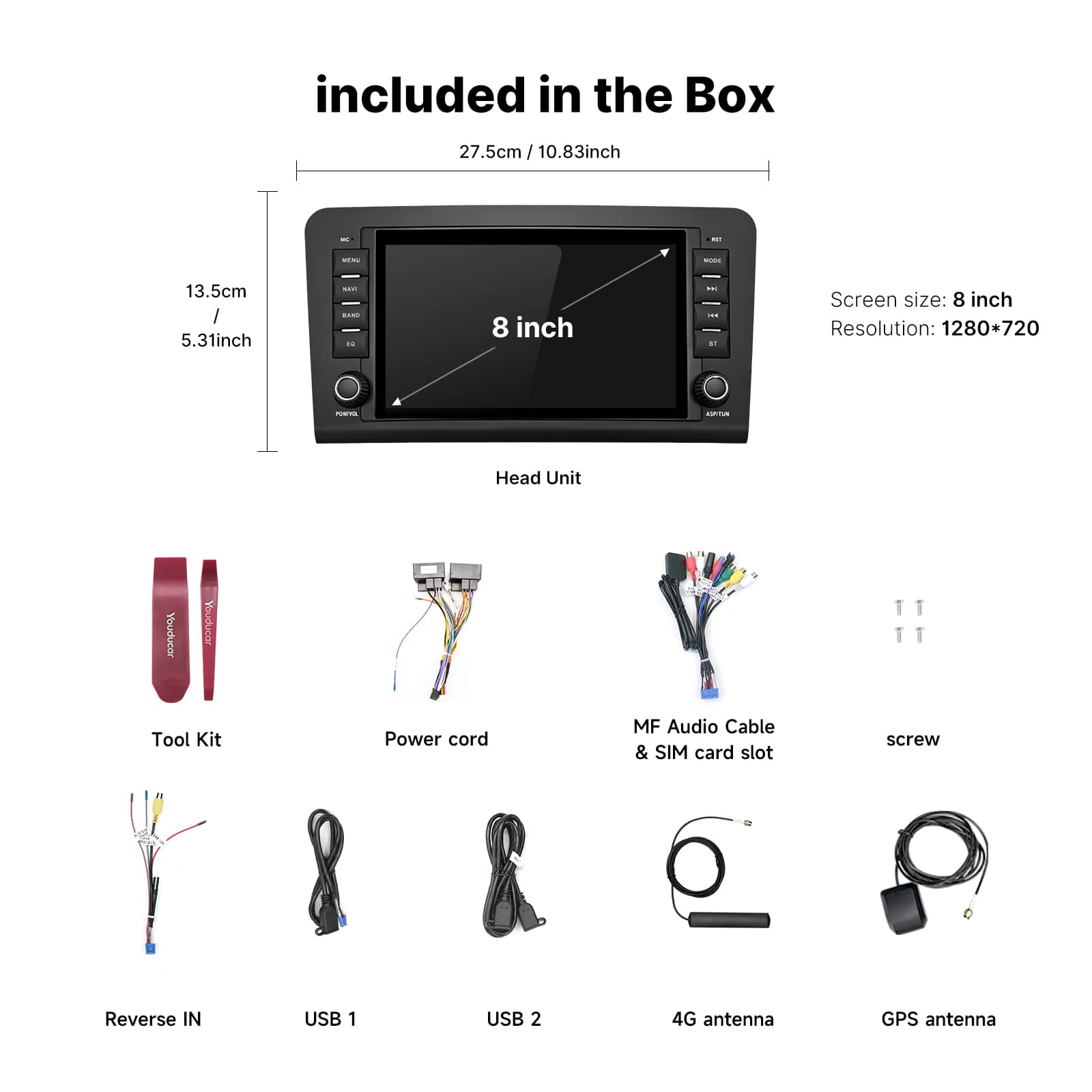 Youducar 8" Android Car Stereo for Mercedes-Benz R-Class W251 (2006-2012) | Wireless CarPlay & Android Auto GPS Navigation Head Unit