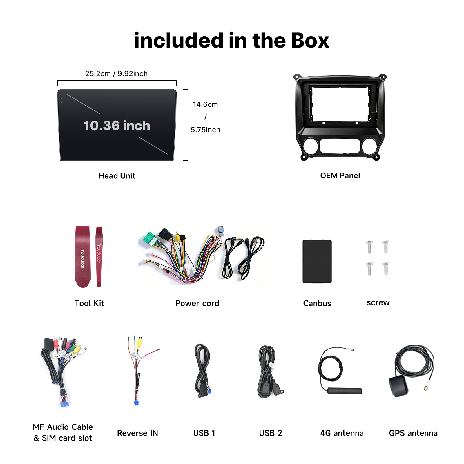 Youducar 2014-2018 Chevy Silverado 10.36 Inch Touch Screen Car Radio | Plug and Play Frame & Navigation Player