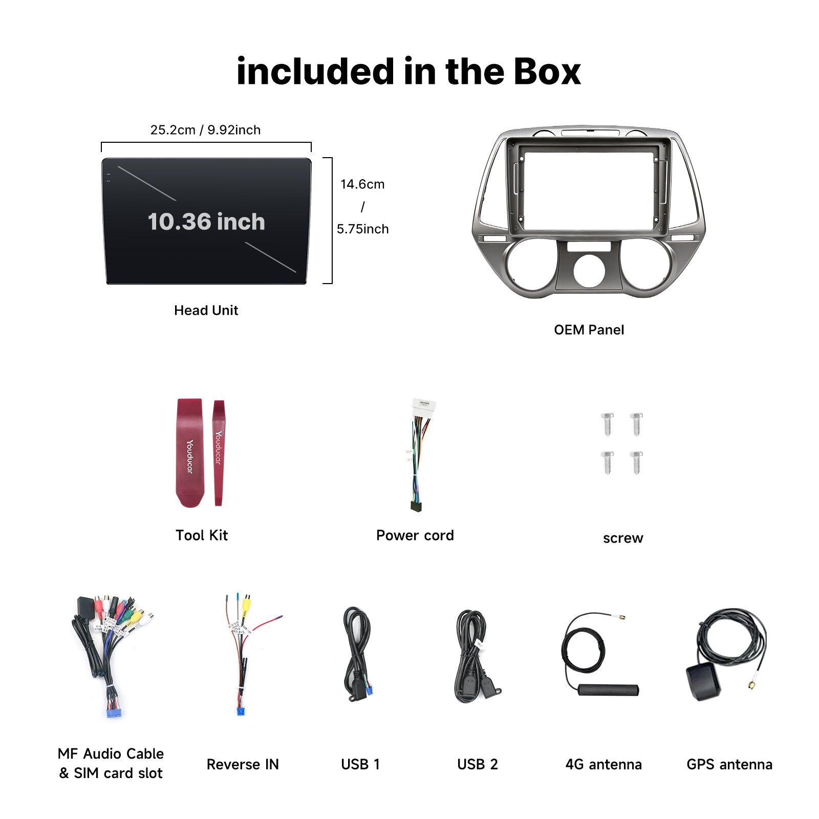 Youducar 9.5 Inch Android Car Stereo For Hyundai i20 2008-2011 Manual AC Dashboard Frame