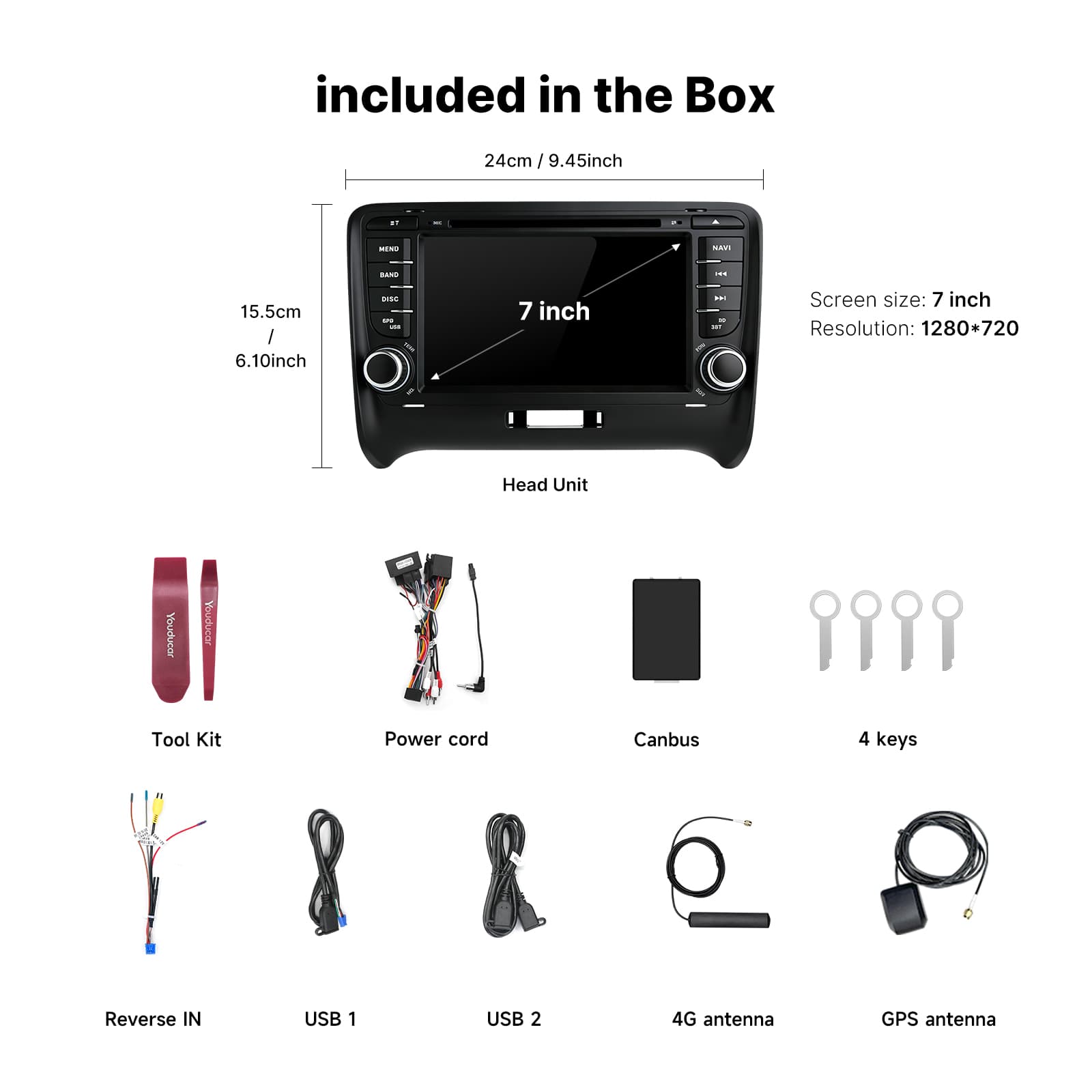 Youducar 7 Inch Dedicated Android Head Unit for Audi TT | Plug and Play Car Stereo Upgrade