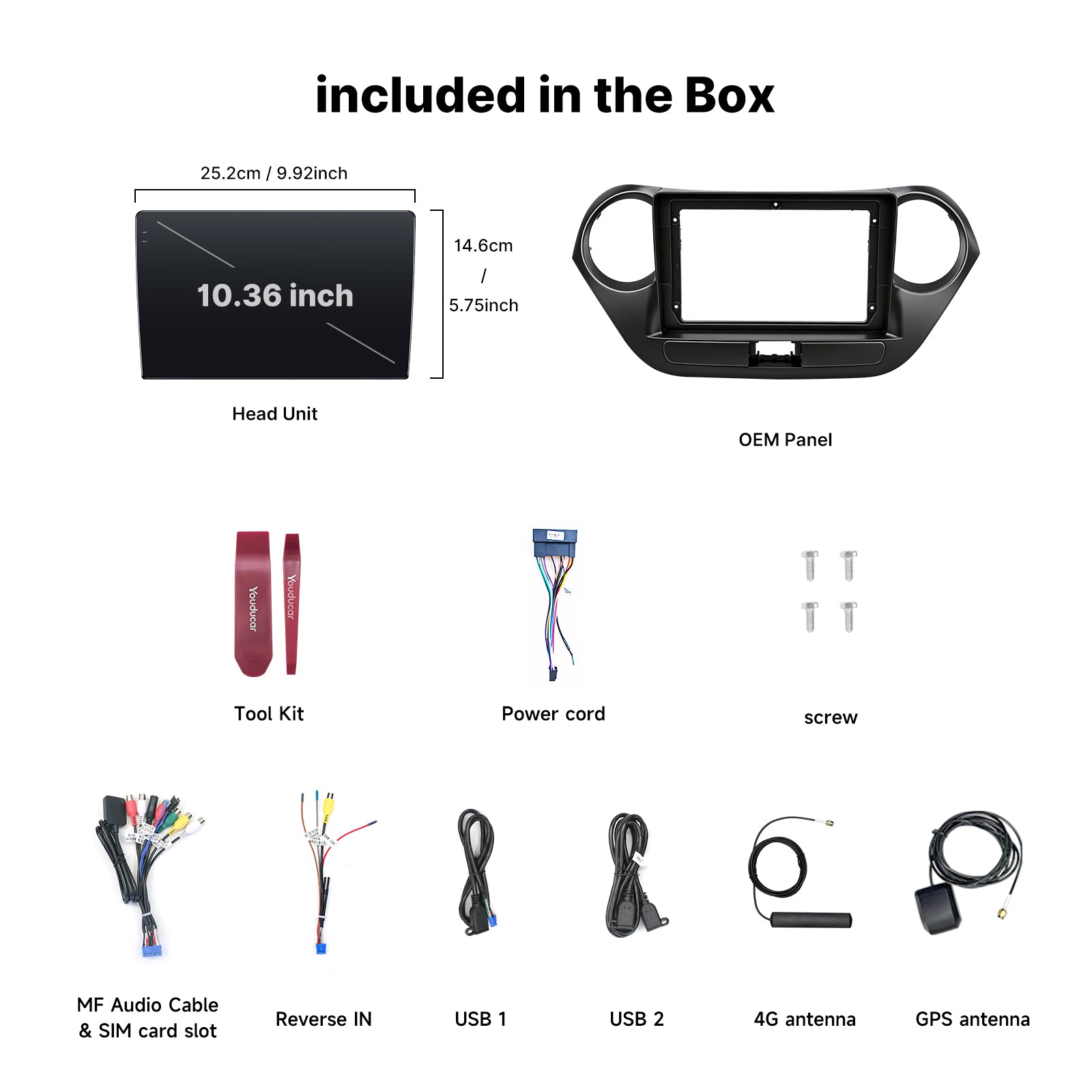 Youducar 9.5 Inch Android Car Stereo For Hyundai i10 2014-2017 With Dashboard Frame