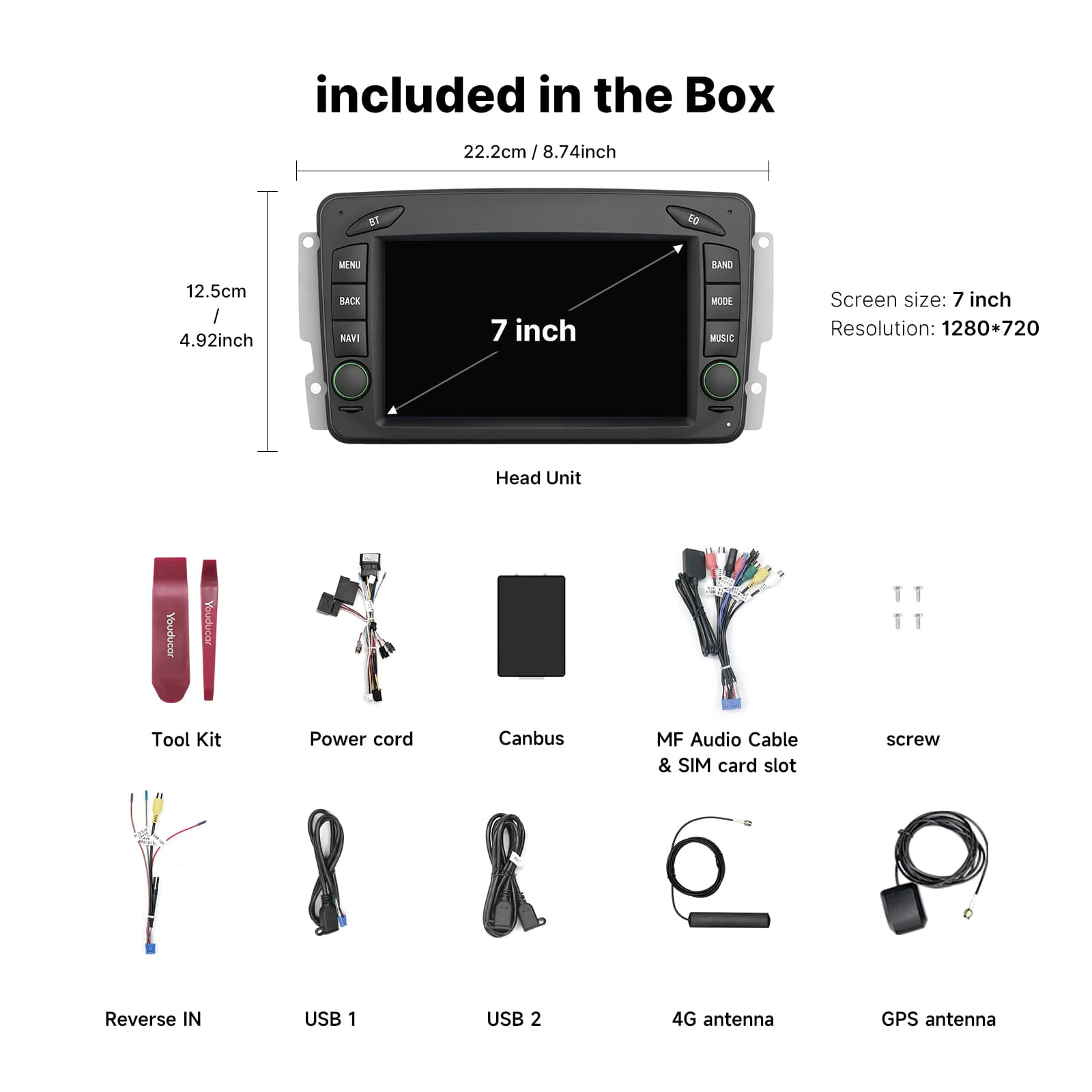 Youducar 7 Inch No-Disc Car Stereo, Special Multimedia Radio for Mercedes Benz W209 CLK