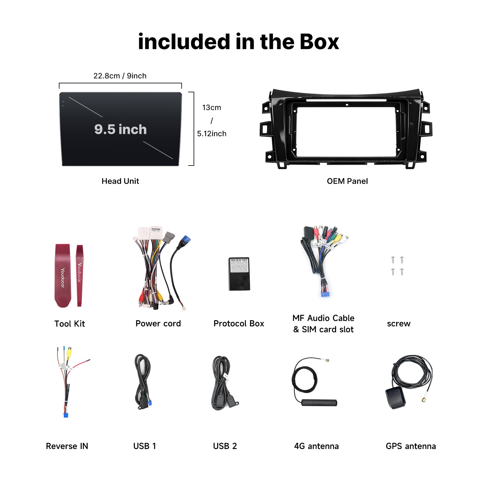 Youducar 9.5" Android Car Stereo for Nissan Navara / Terra 2017-2023 | GPS Navigation Radio Dashboard Frame Kit