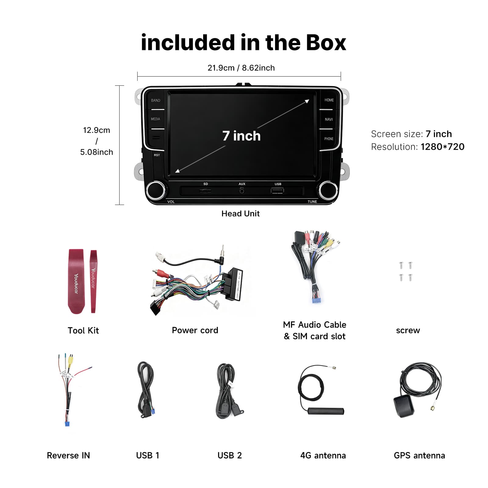 Youducar 7 Inch Dual Knob Style (Version A) Android Head Unit | Universal Volkswagen Car Stereo