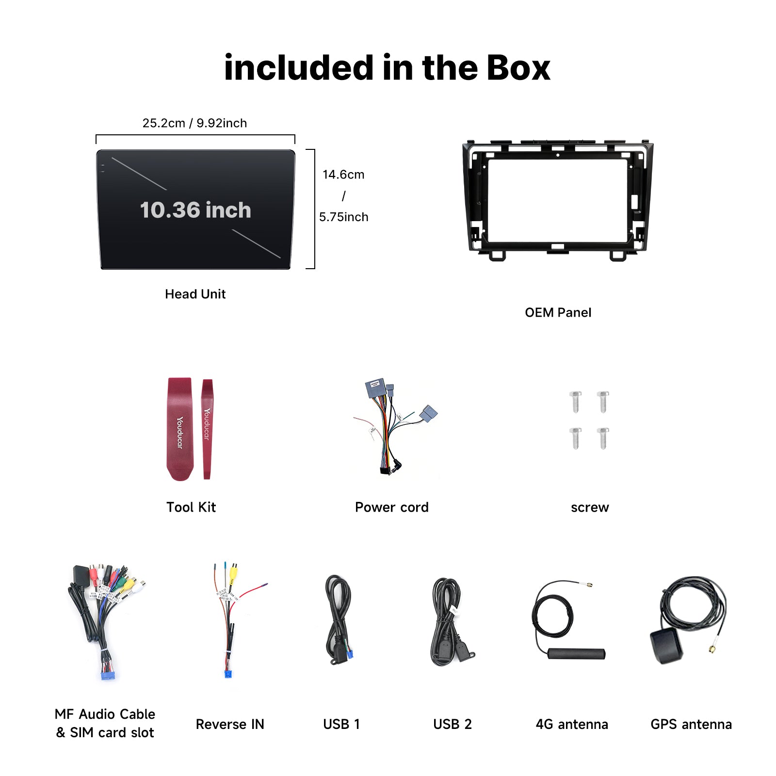 Youducar 9 Inch Android Car Stereo with Dash Frame Kit for Honda CR-V 2007-2011, Wireless CarPlay Android Auto Touch Screen Radio